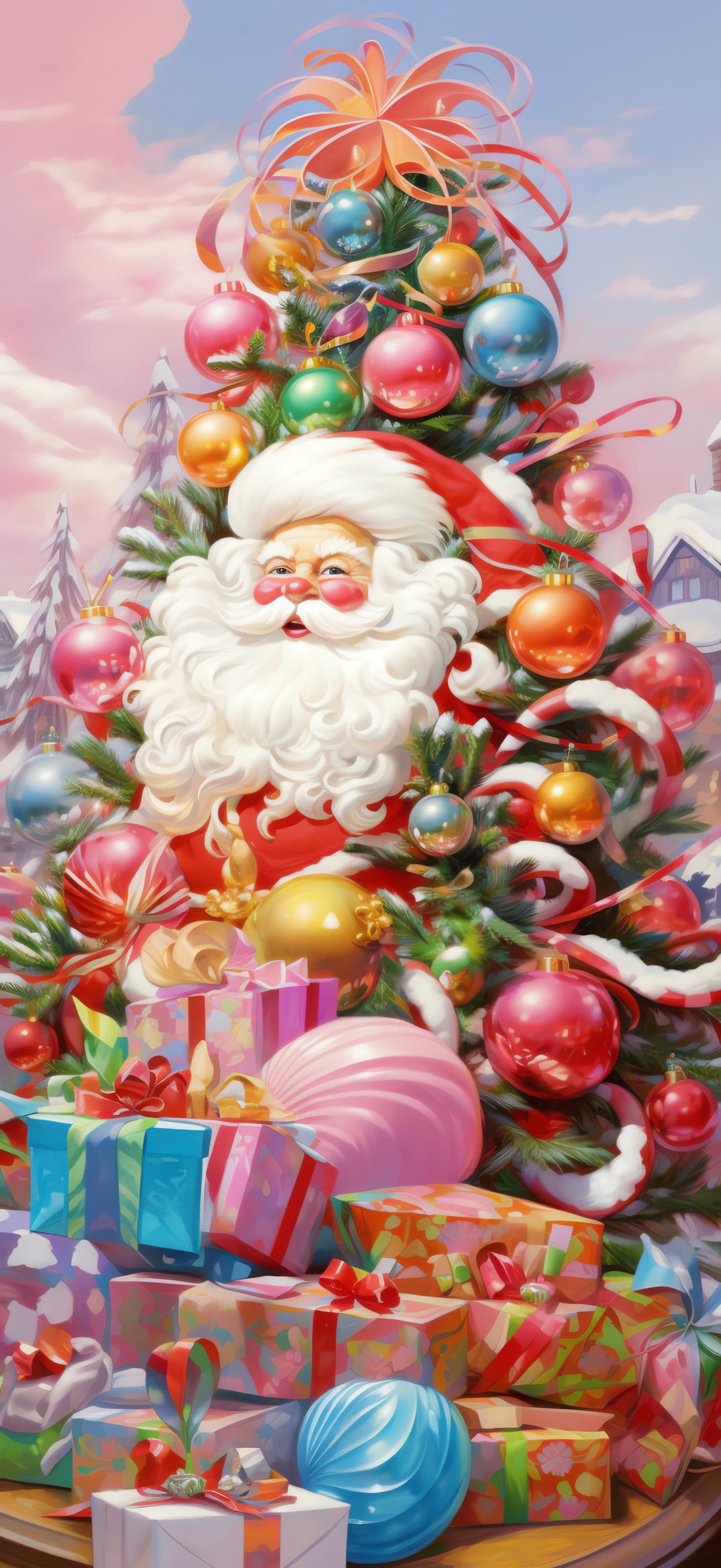 Santa's Festive Tree - free phone wallpaper
