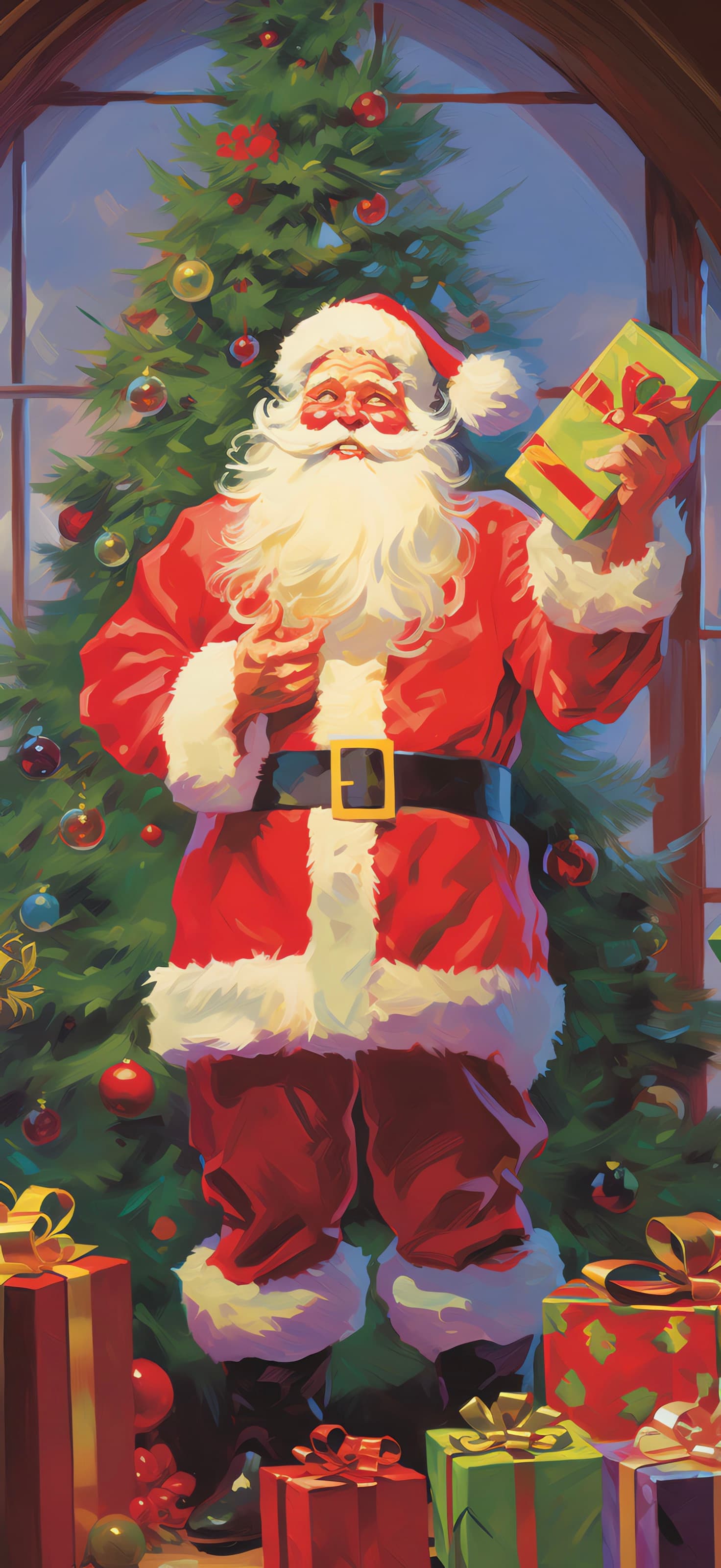 Santa's Joyful Visit - free phone wallpaper