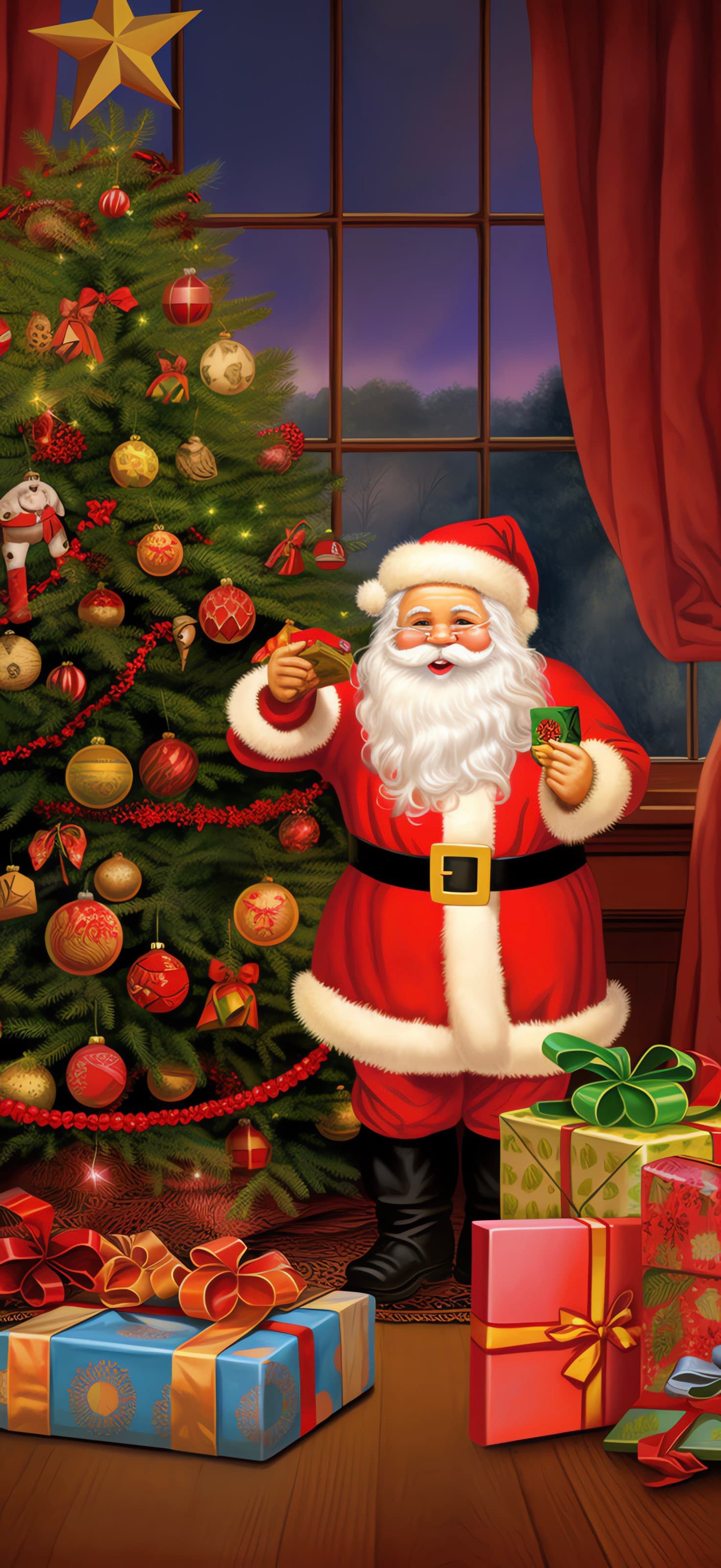 Santa's Cozy Christmas - free phone wallpaper