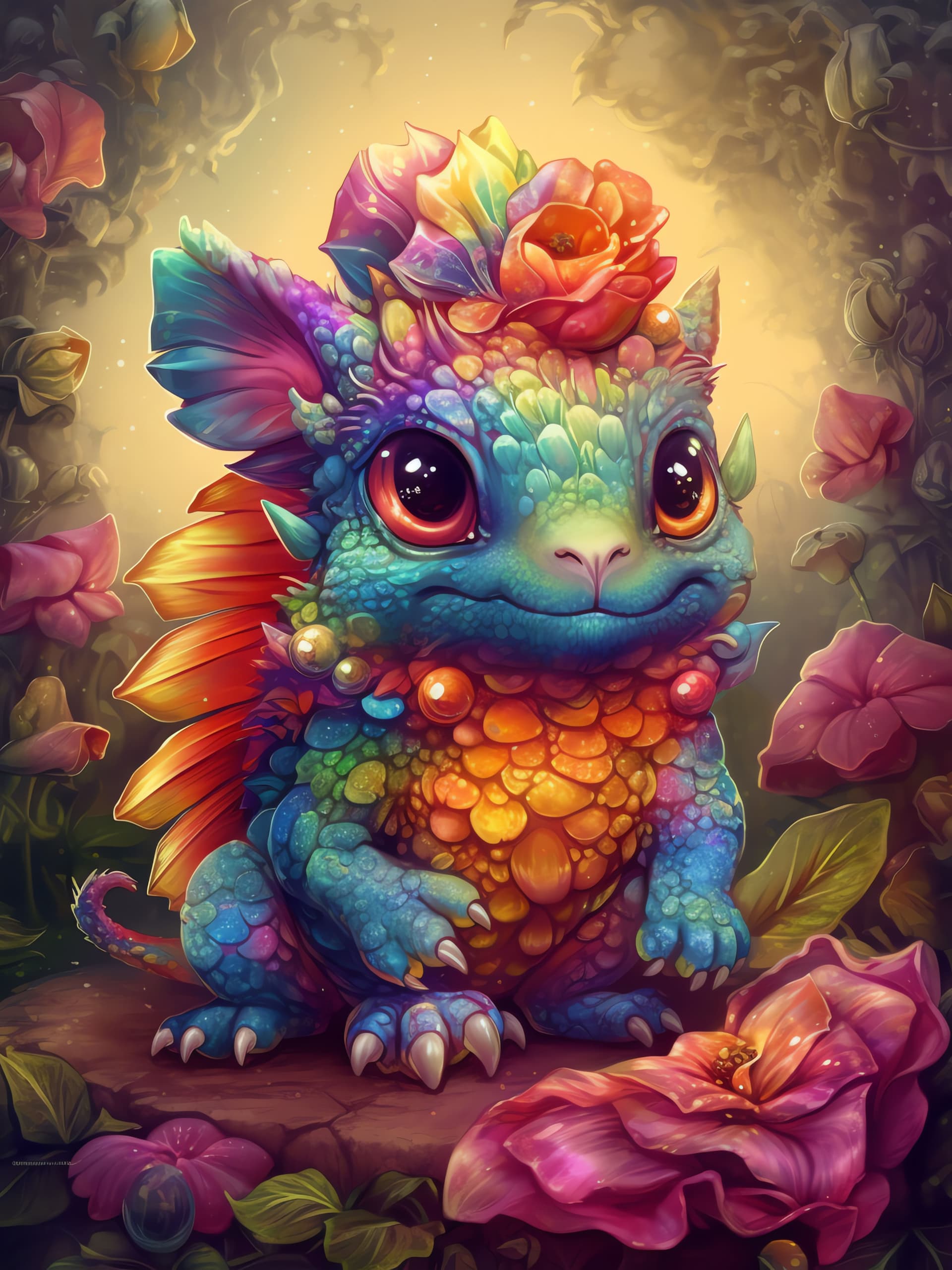 Floral Dragon - free phone wallpaper