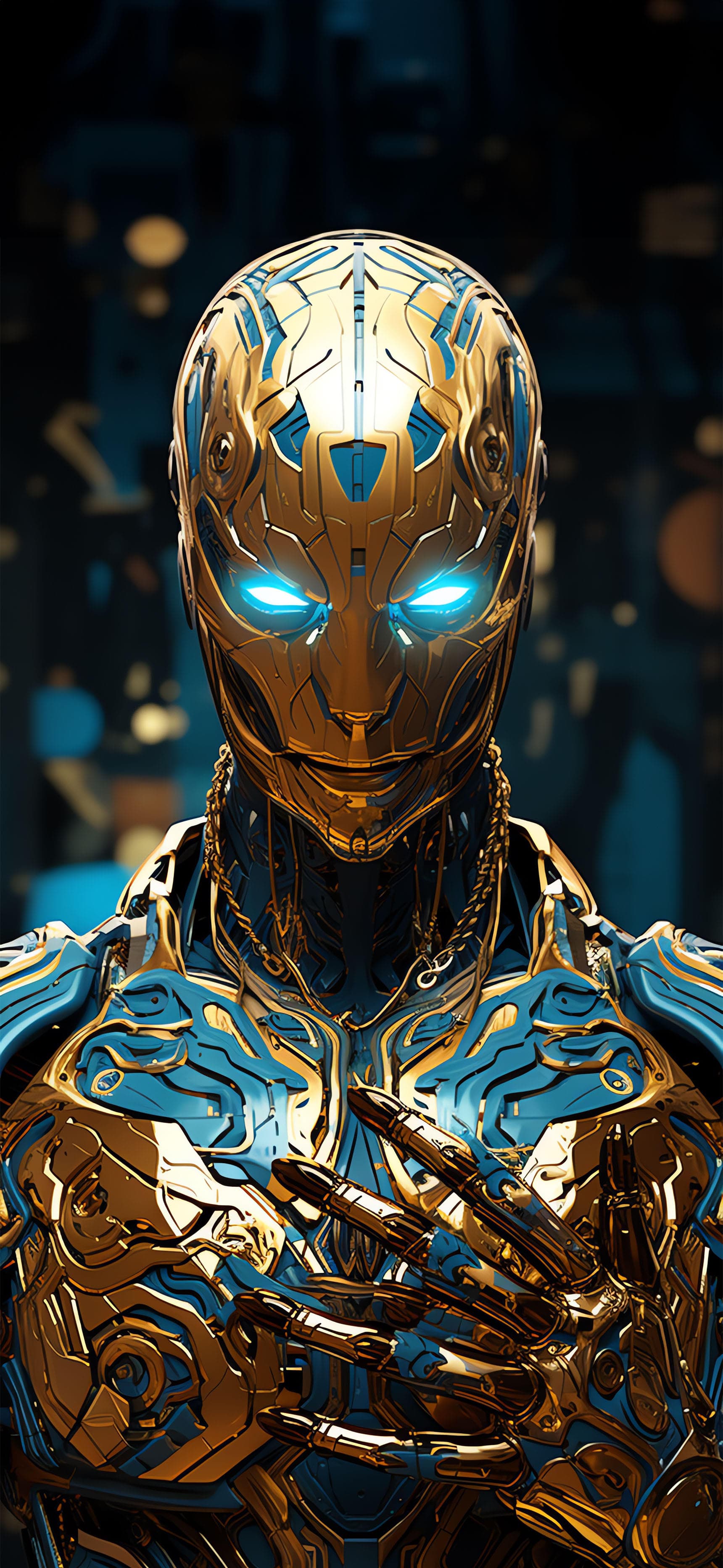 Golden Cybernetic Being - free phone wallpaper