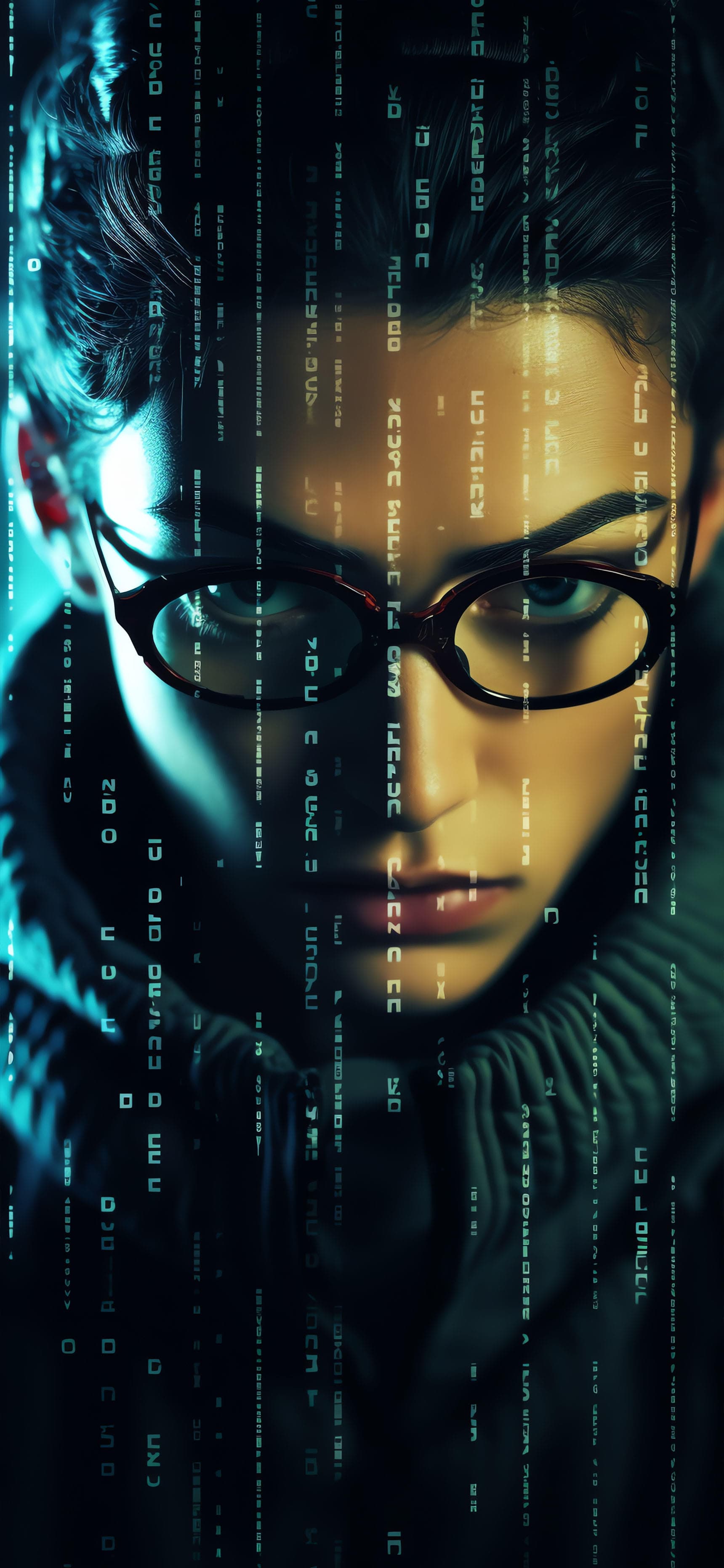 Hacker Code Portrait - free phone wallpaper