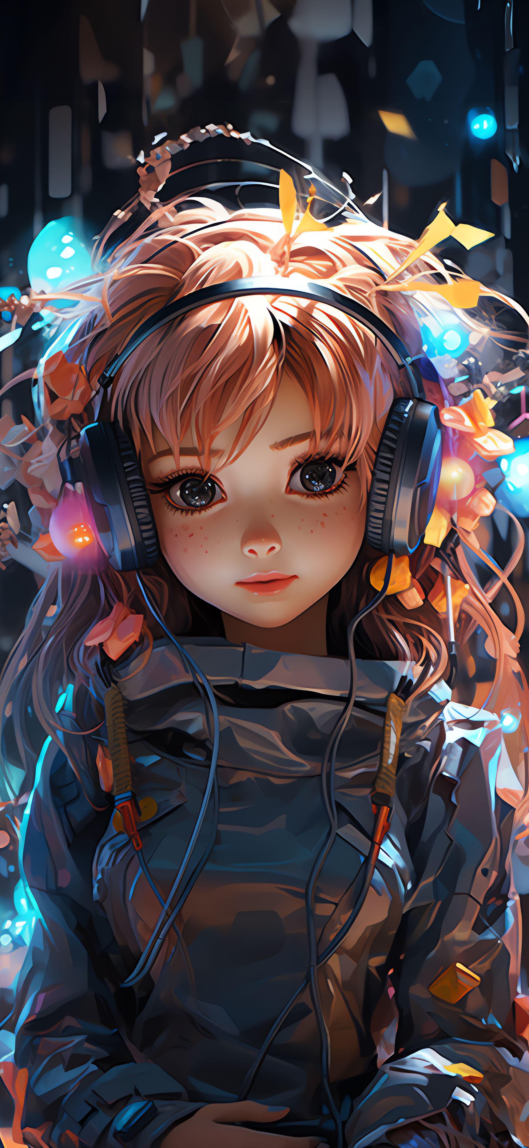 Headphone Anime Girl - free phone wallpaper
