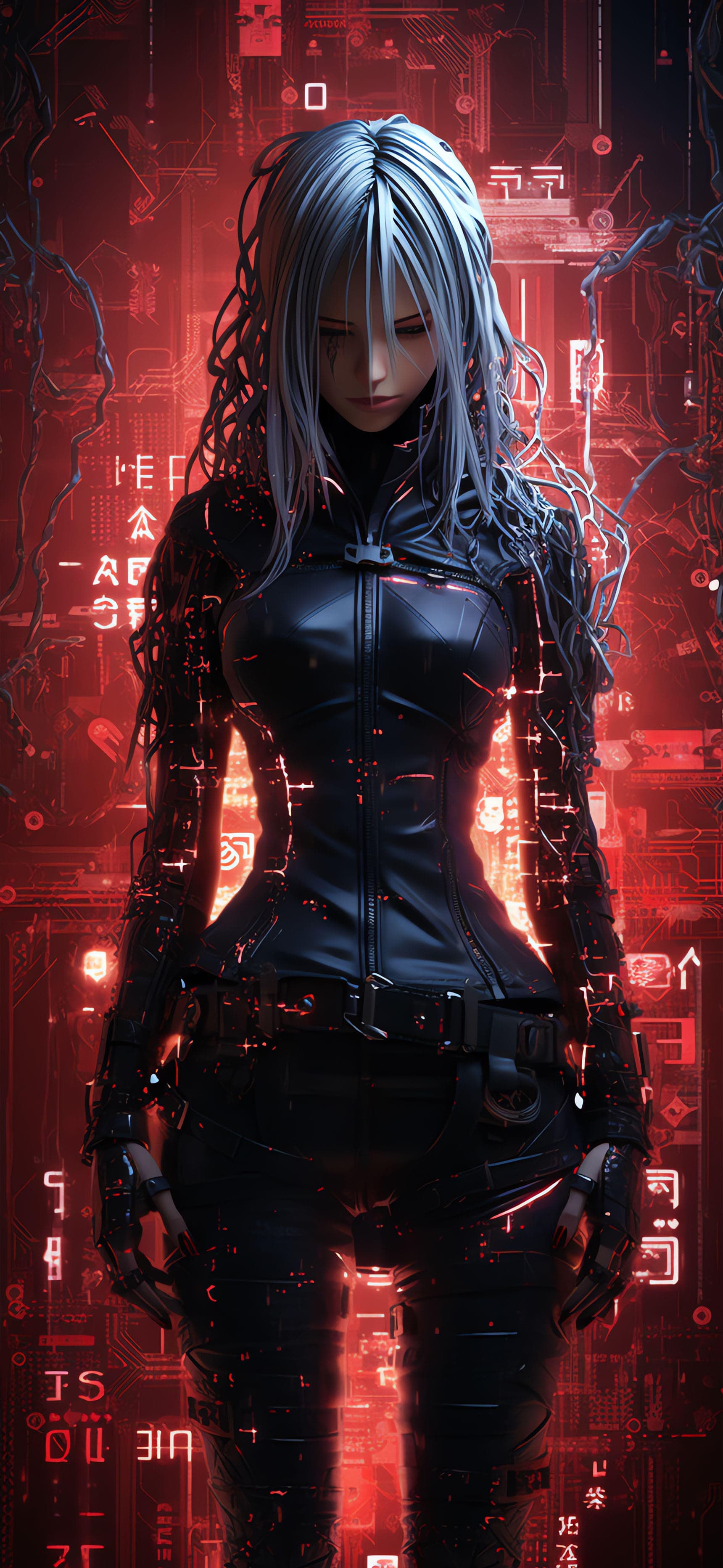 Cyberpunk Hacker Girl - free phone wallpaper