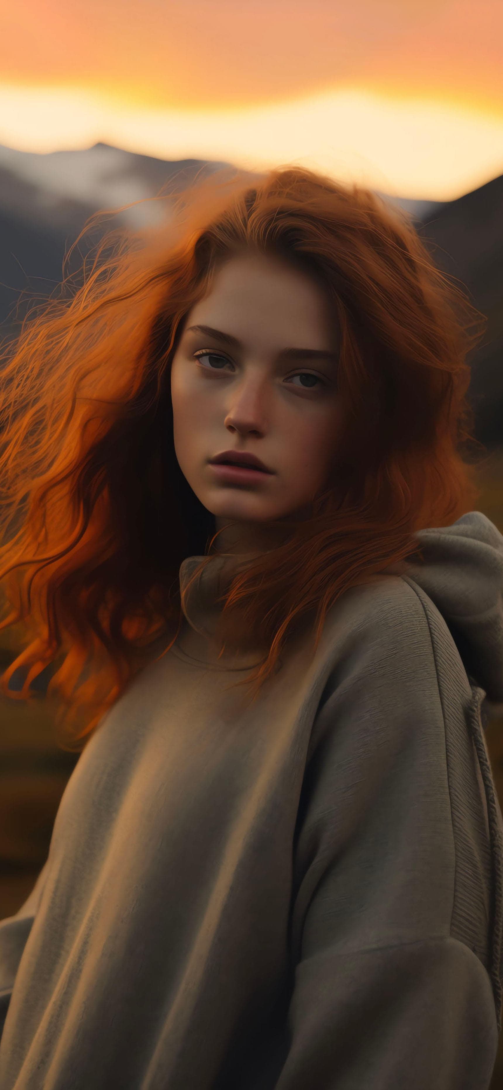Auburn Gaze Portrait - free phone wallpaper