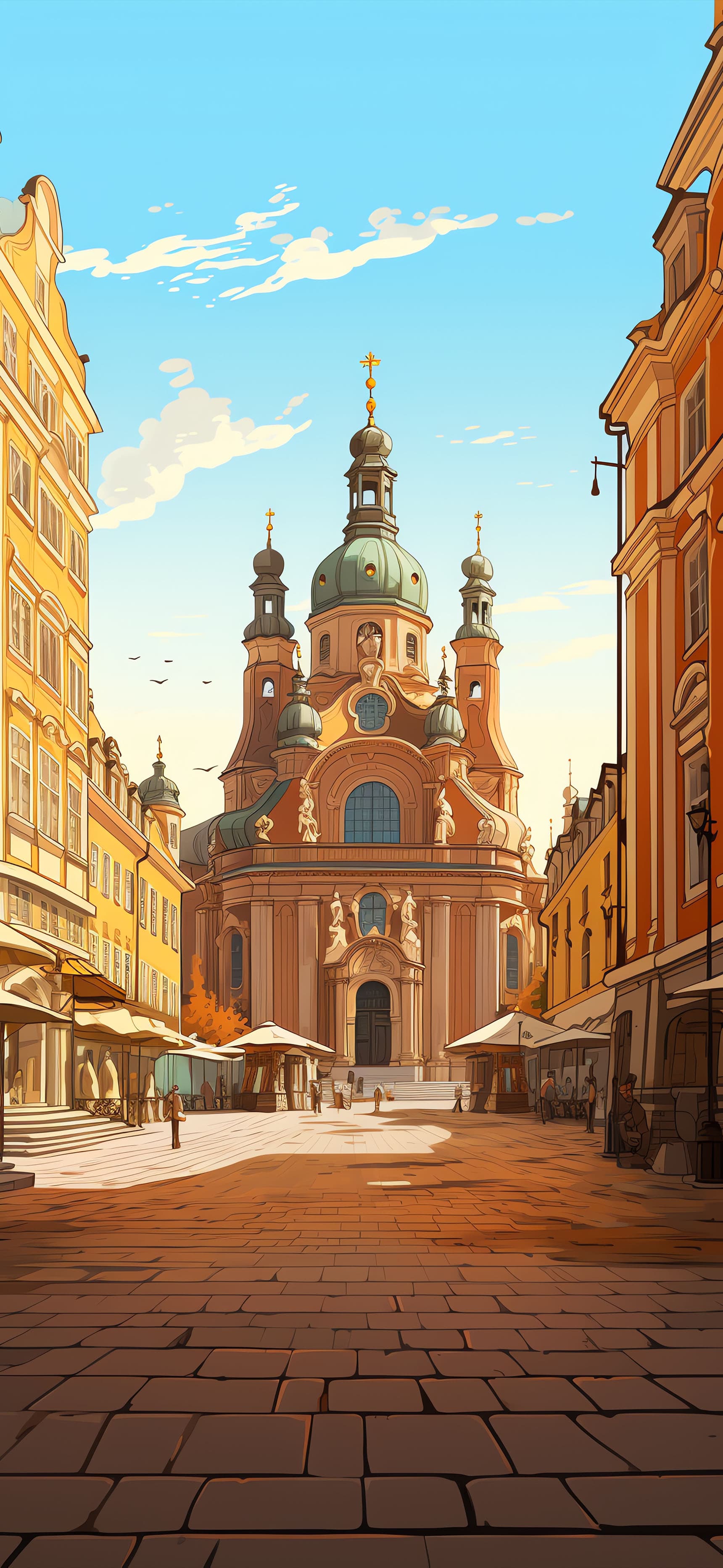 Cityscape Cathedral View - free phone wallpaper