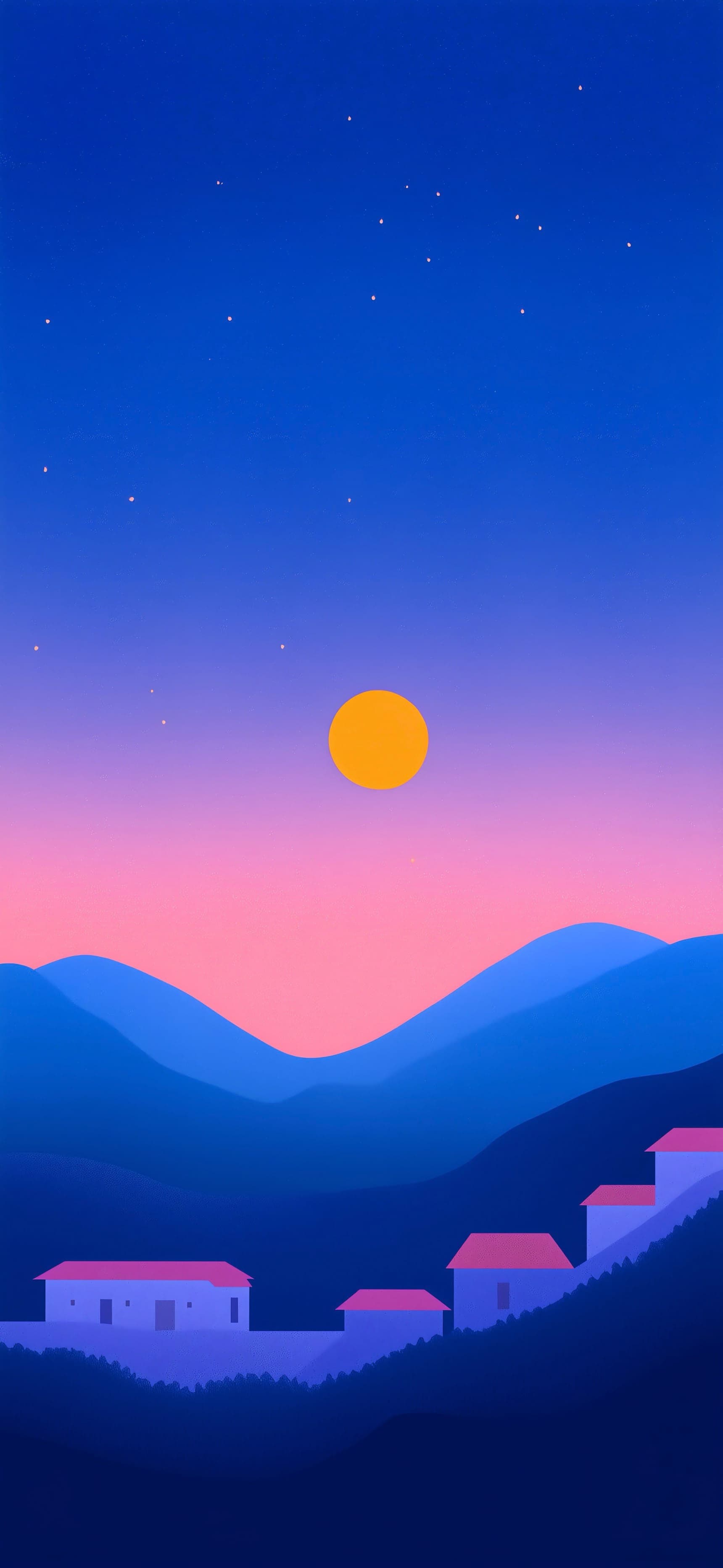 Starry Night Houses - free phone wallpaper