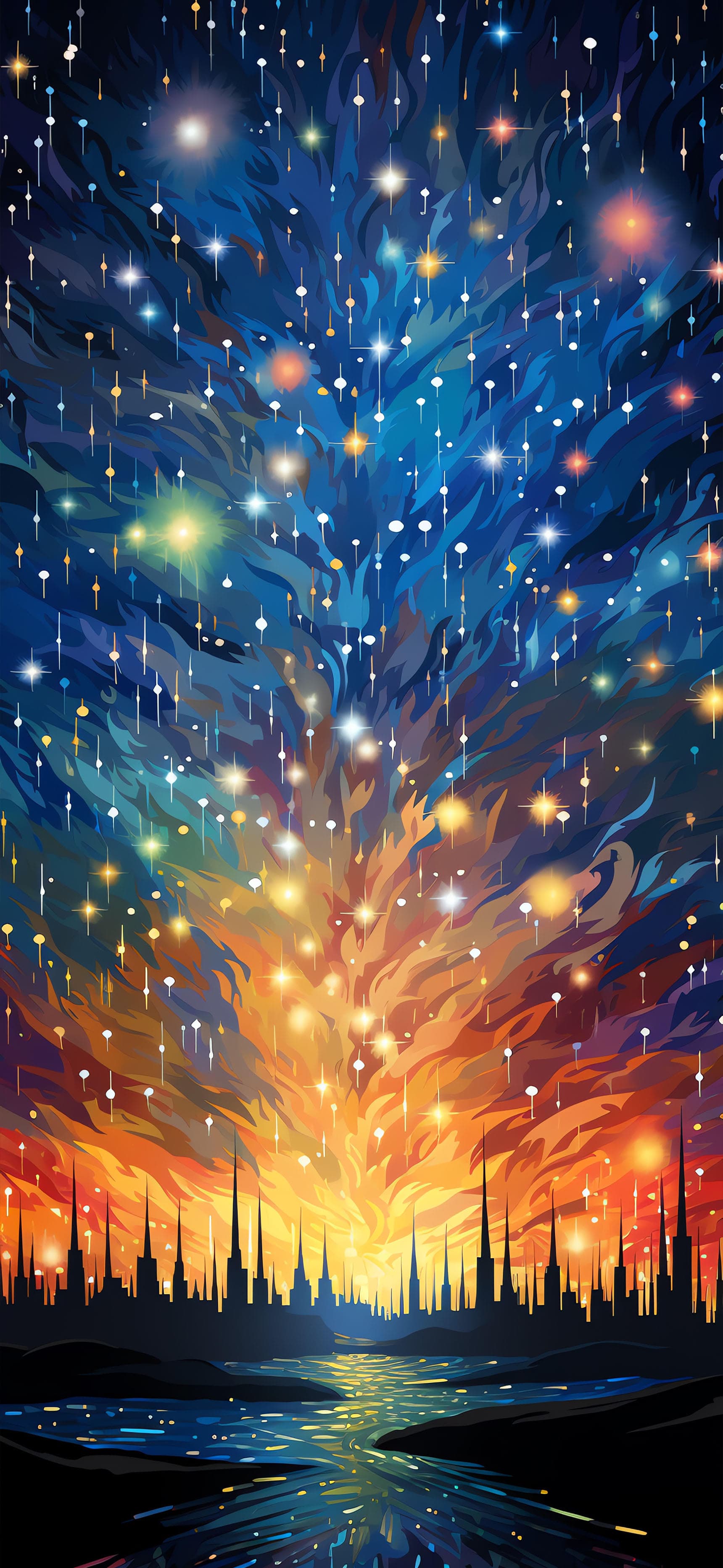 Starlight Cityscape - free phone wallpaper