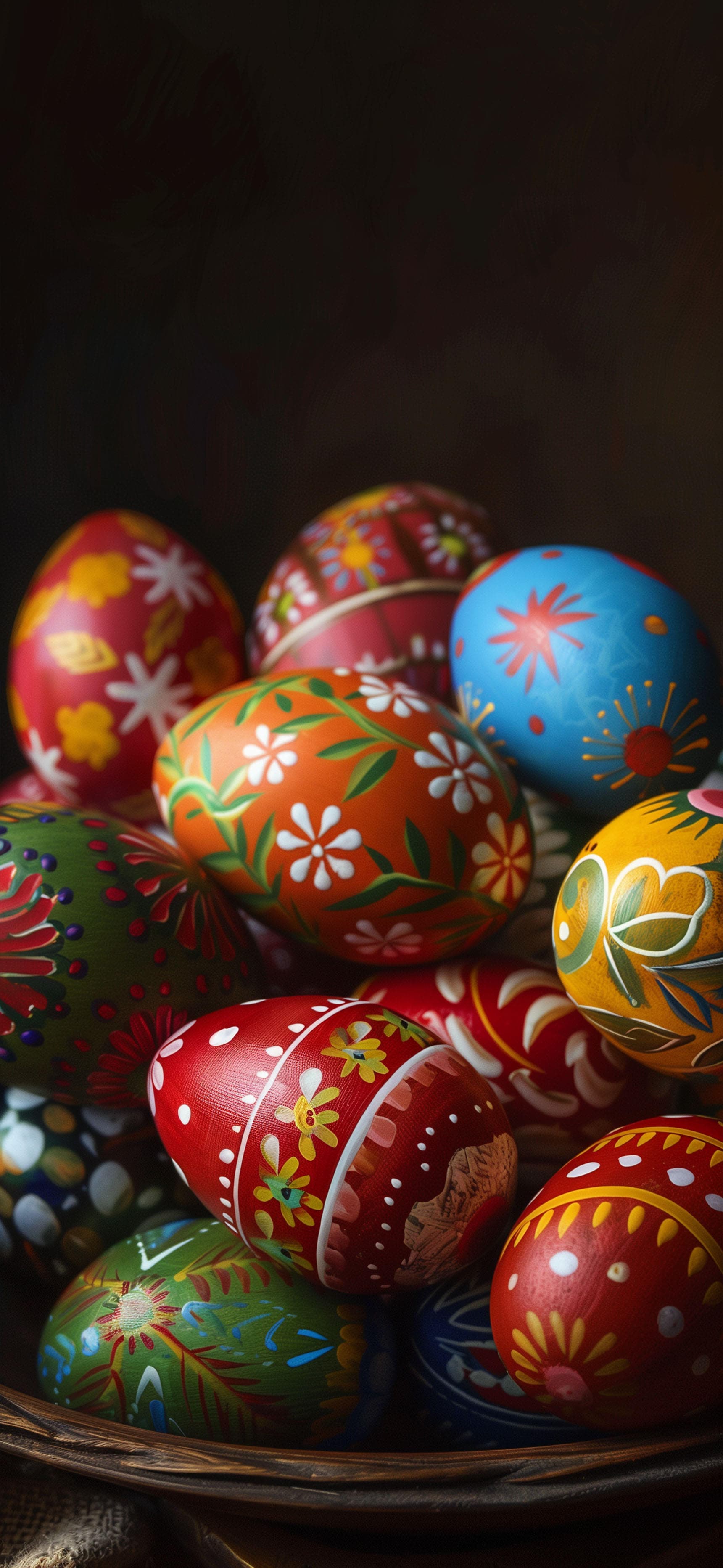 Decorated Egg Pile - free phone wallpaper