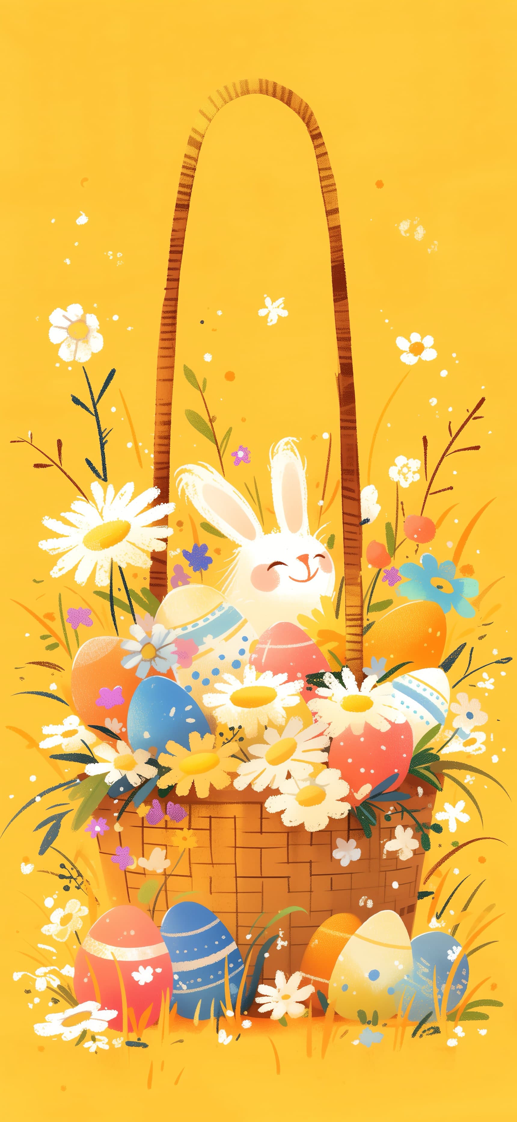 Bunny Floral Basket - free phone wallpaper