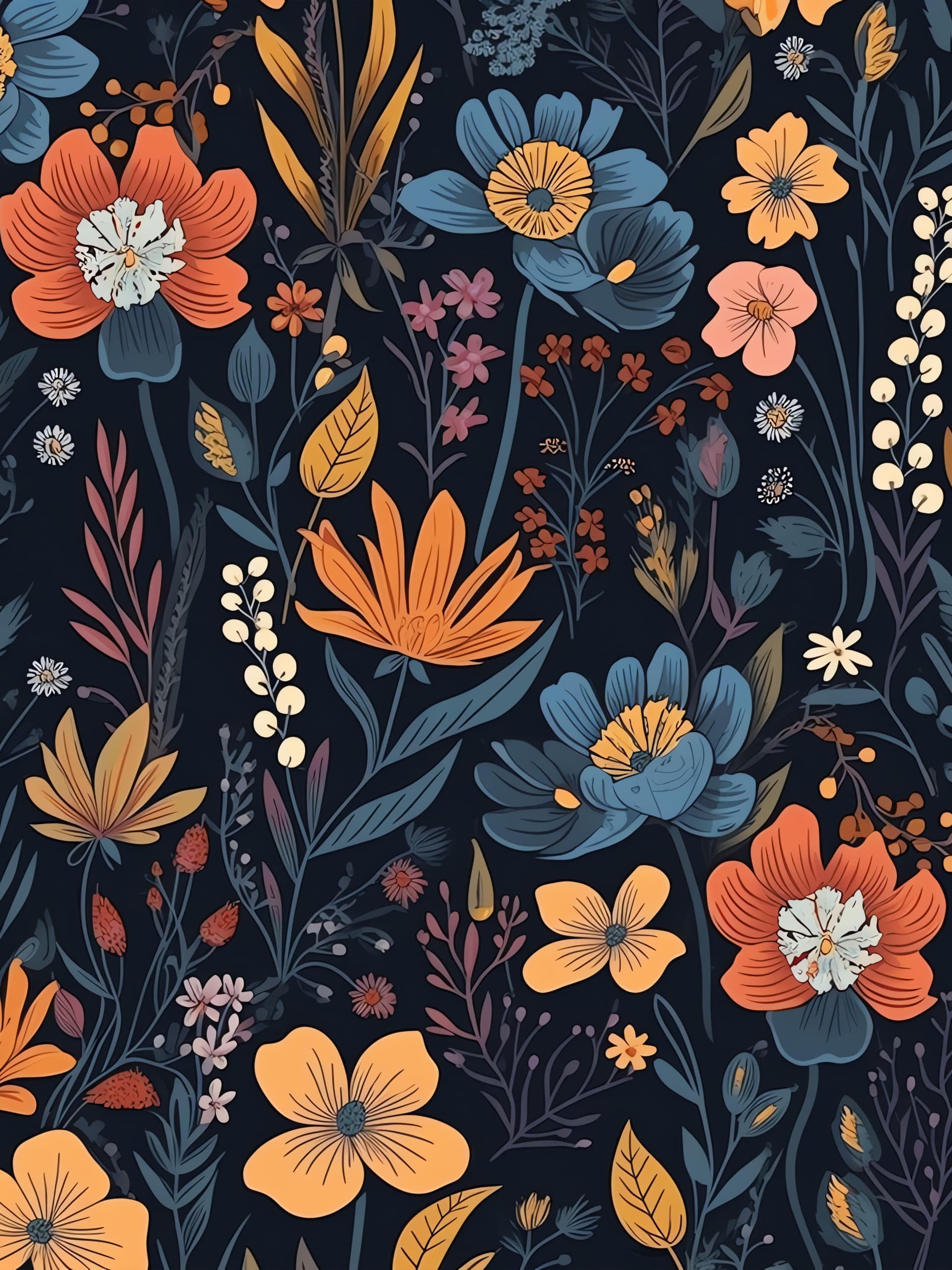 Floral Dark Pattern - free phone wallpaper