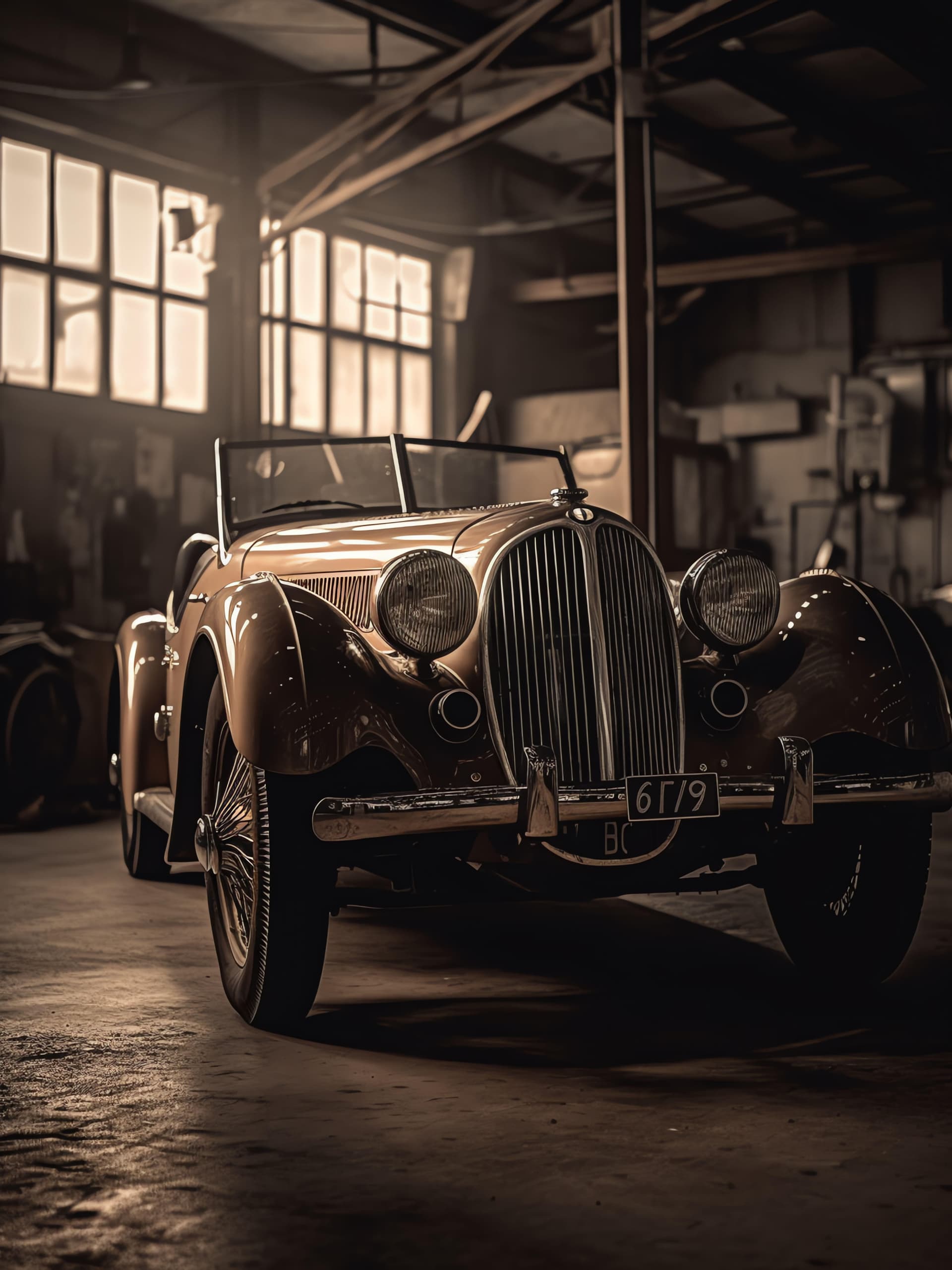 Vintage Car Garage - free phone wallpaper