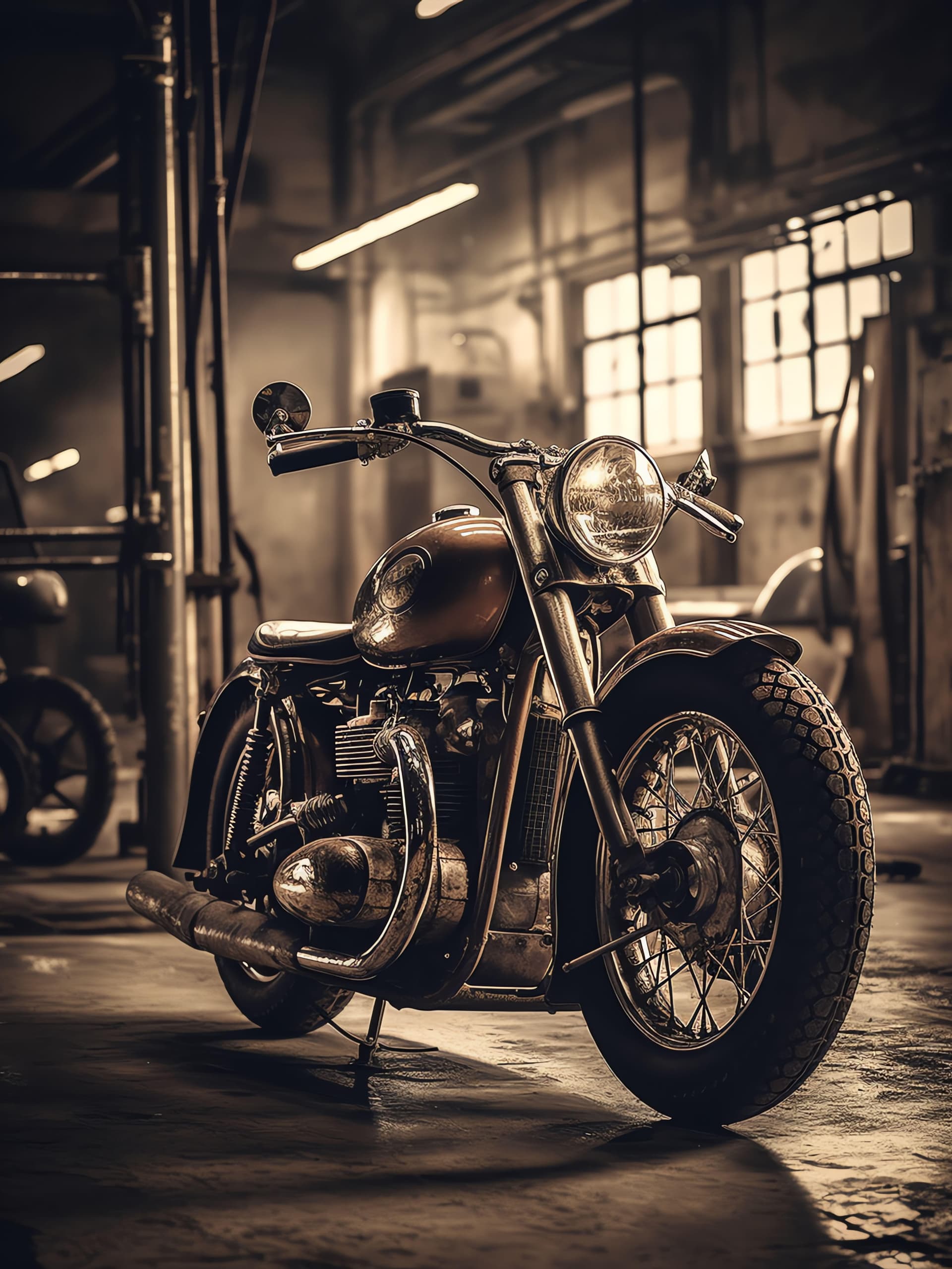 Vintage Motorcycle Garage - free phone wallpaper