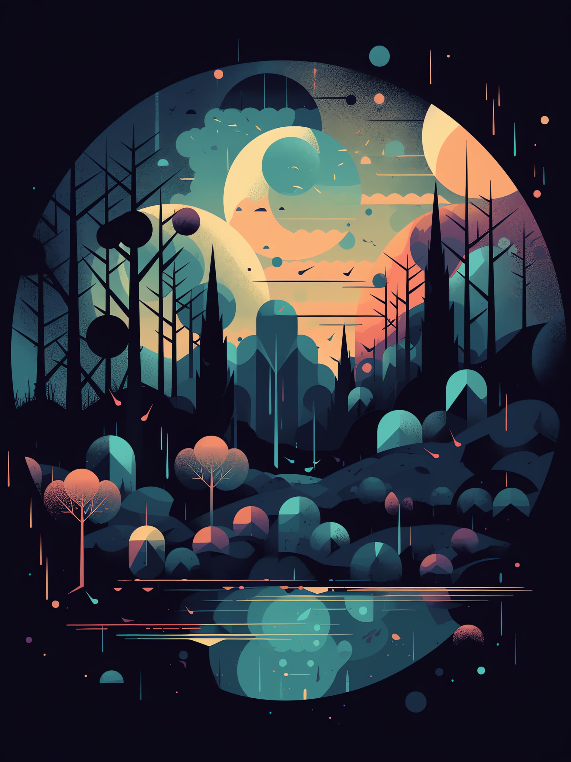 Geometric Forest - free phone wallpaper