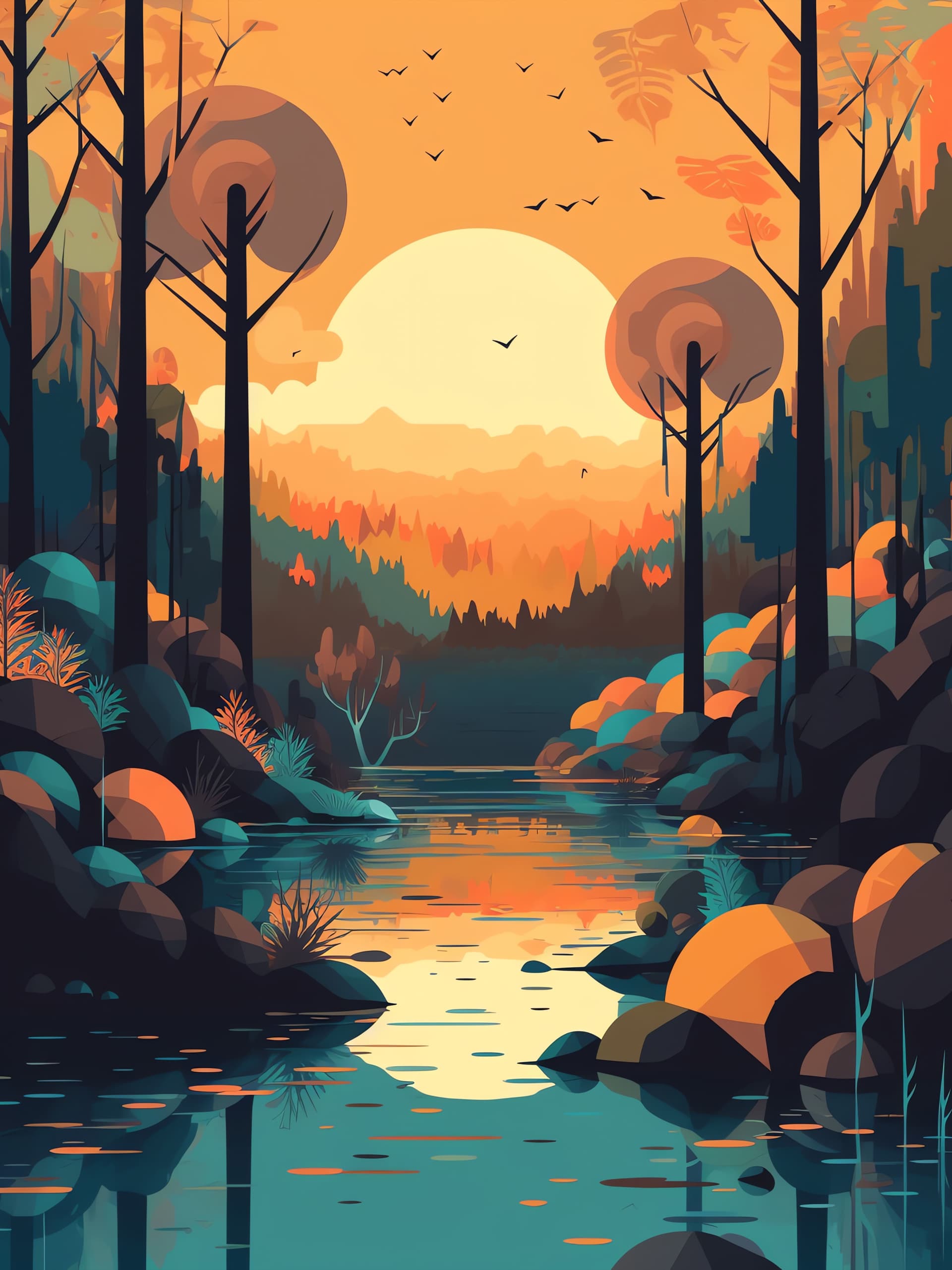 Autumnal River Scene - free phone wallpaper