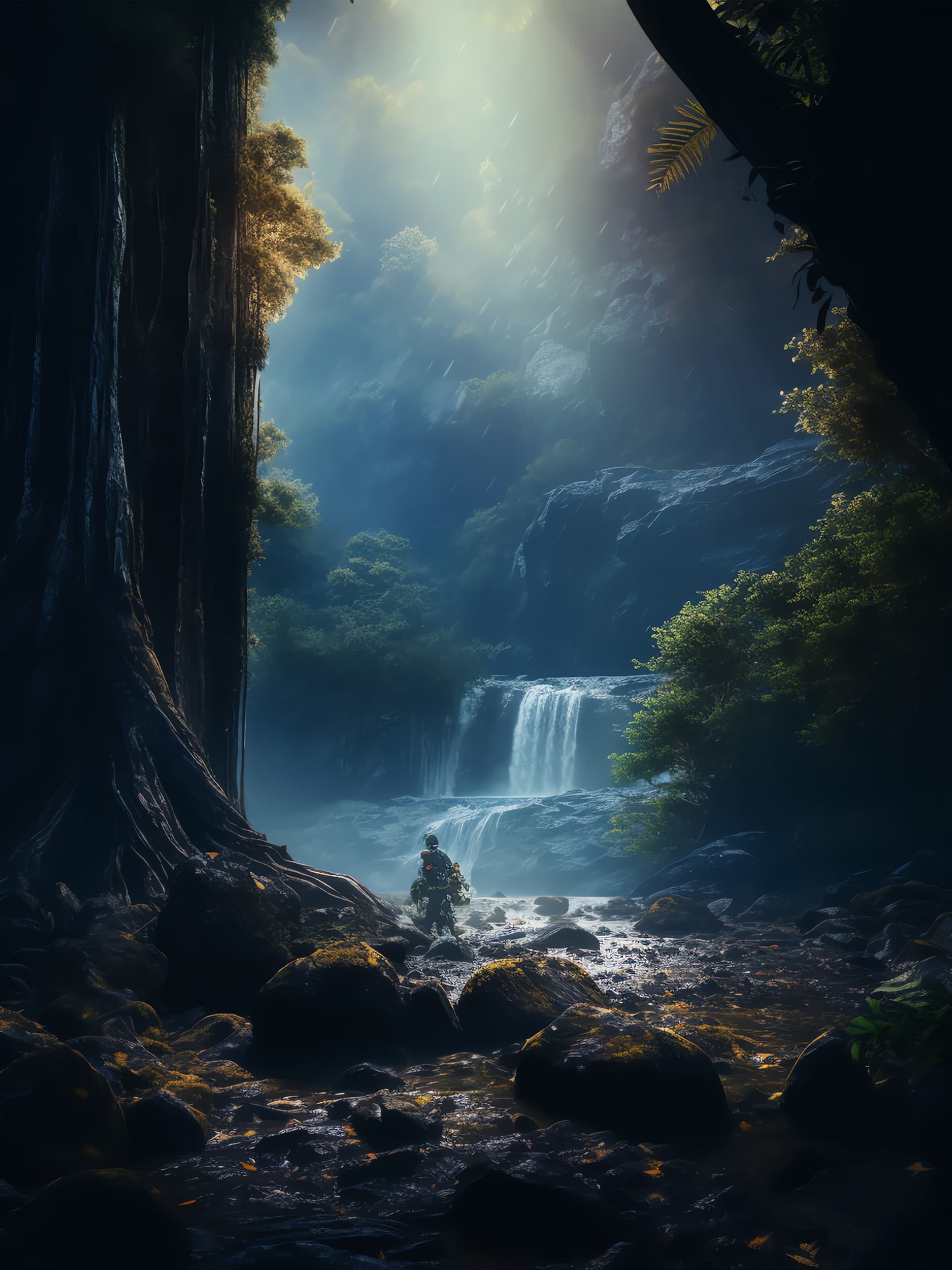 Mystic Waterfall - free phone wallpaper
