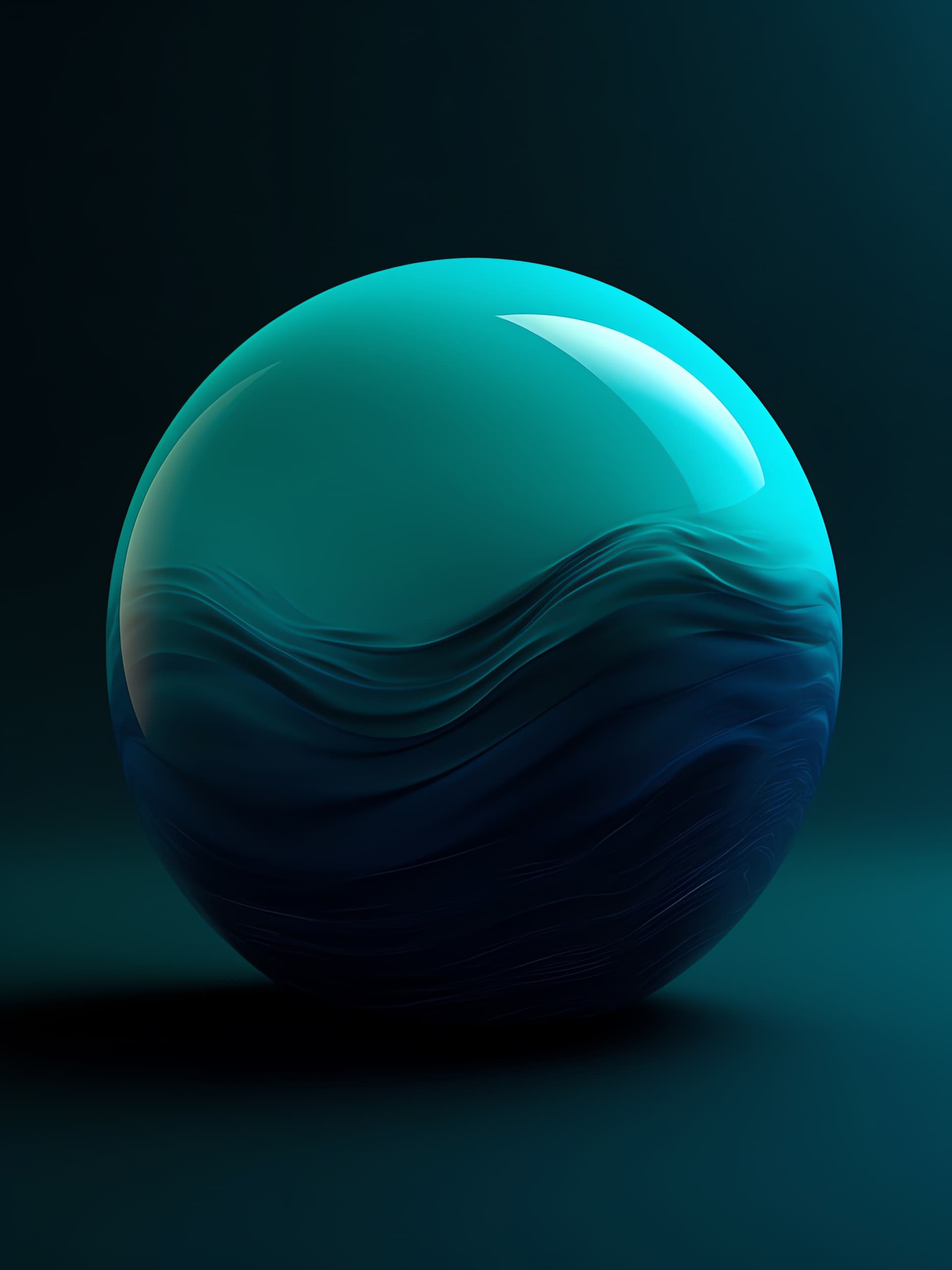 Teal Wave Orb - free phone wallpaper