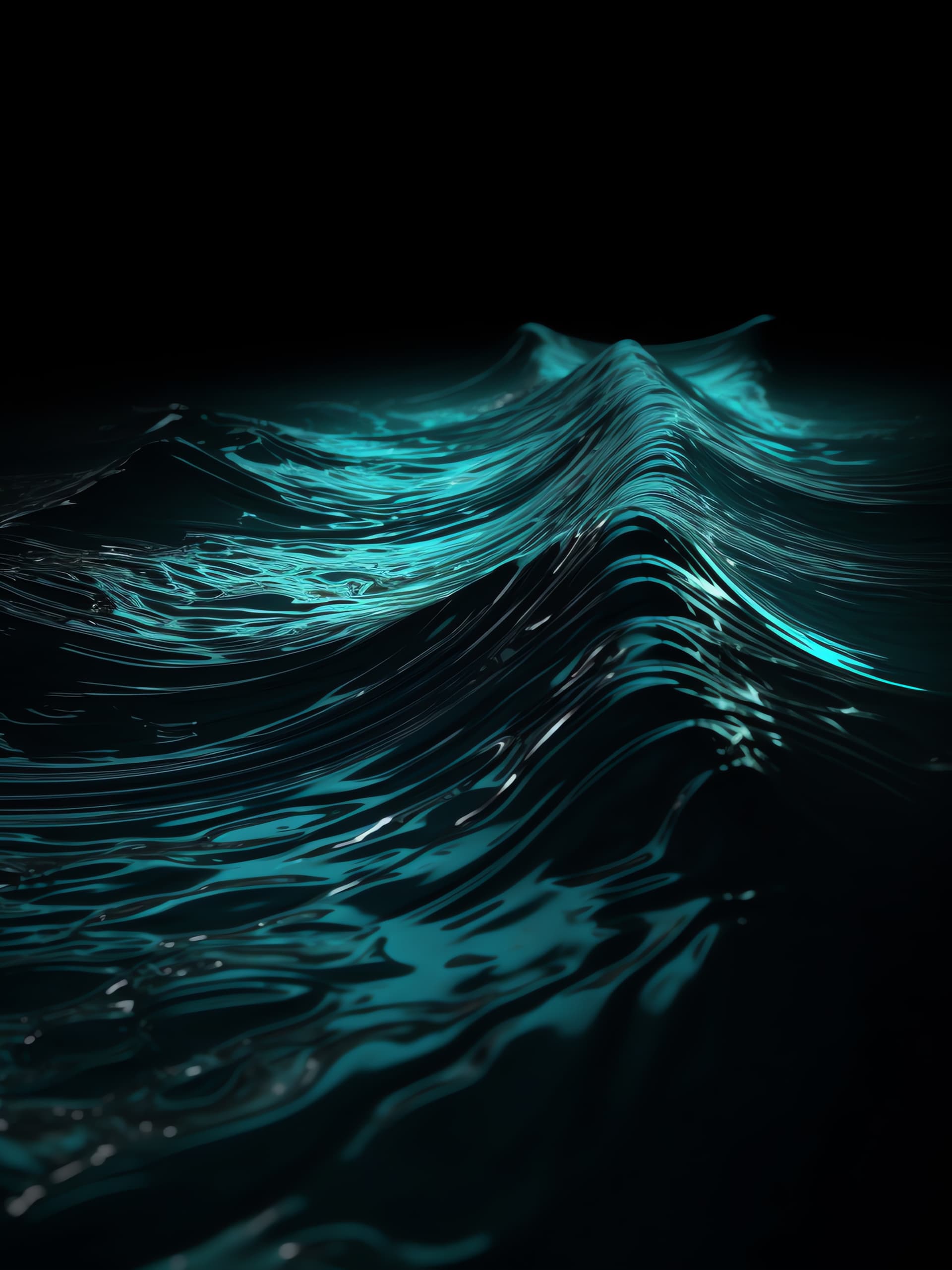 Liquid Teal Waves - free phone wallpaper