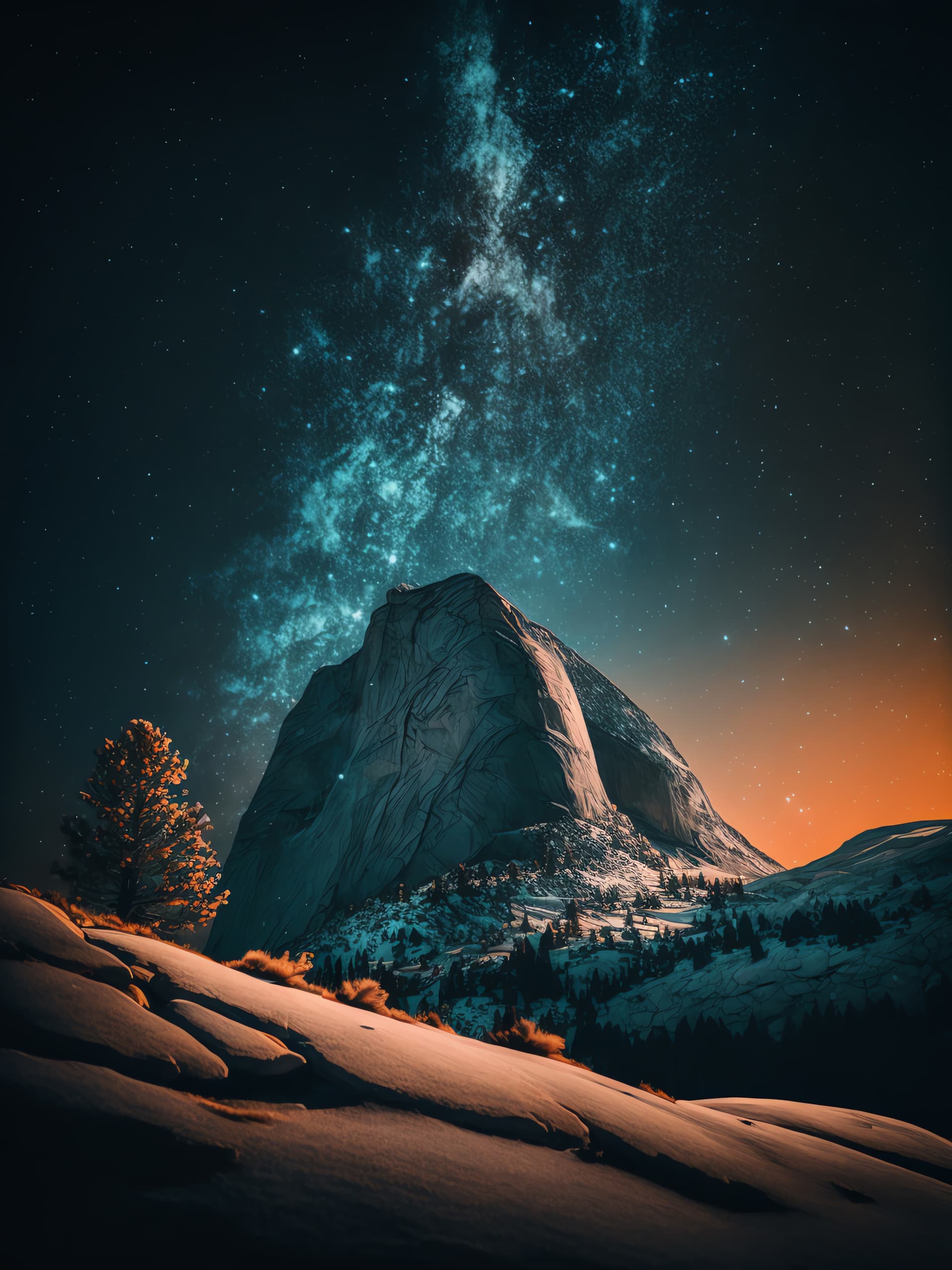 Starlit Mountain - free phone wallpaper