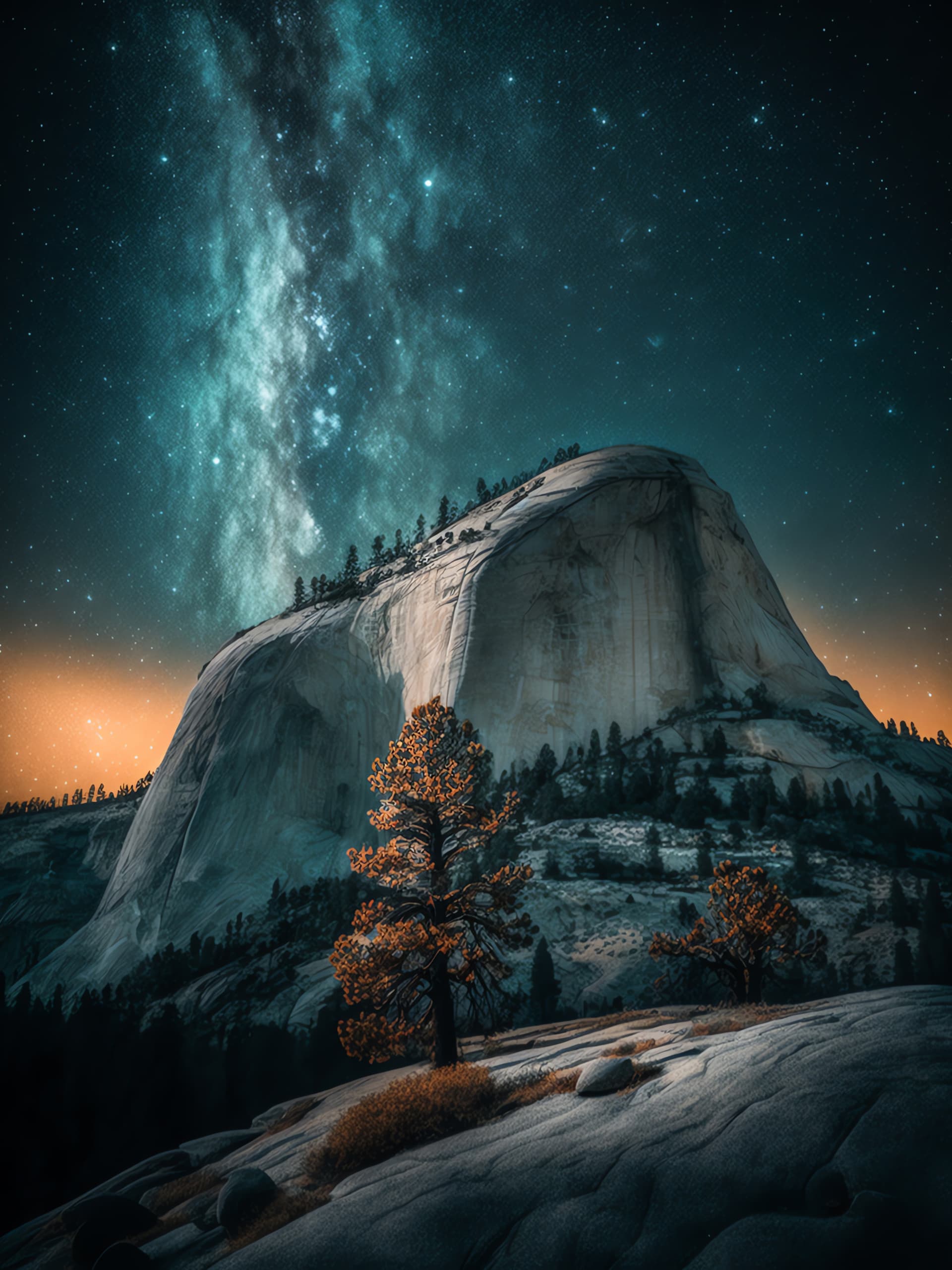 Starlit Mountain - free phone wallpaper