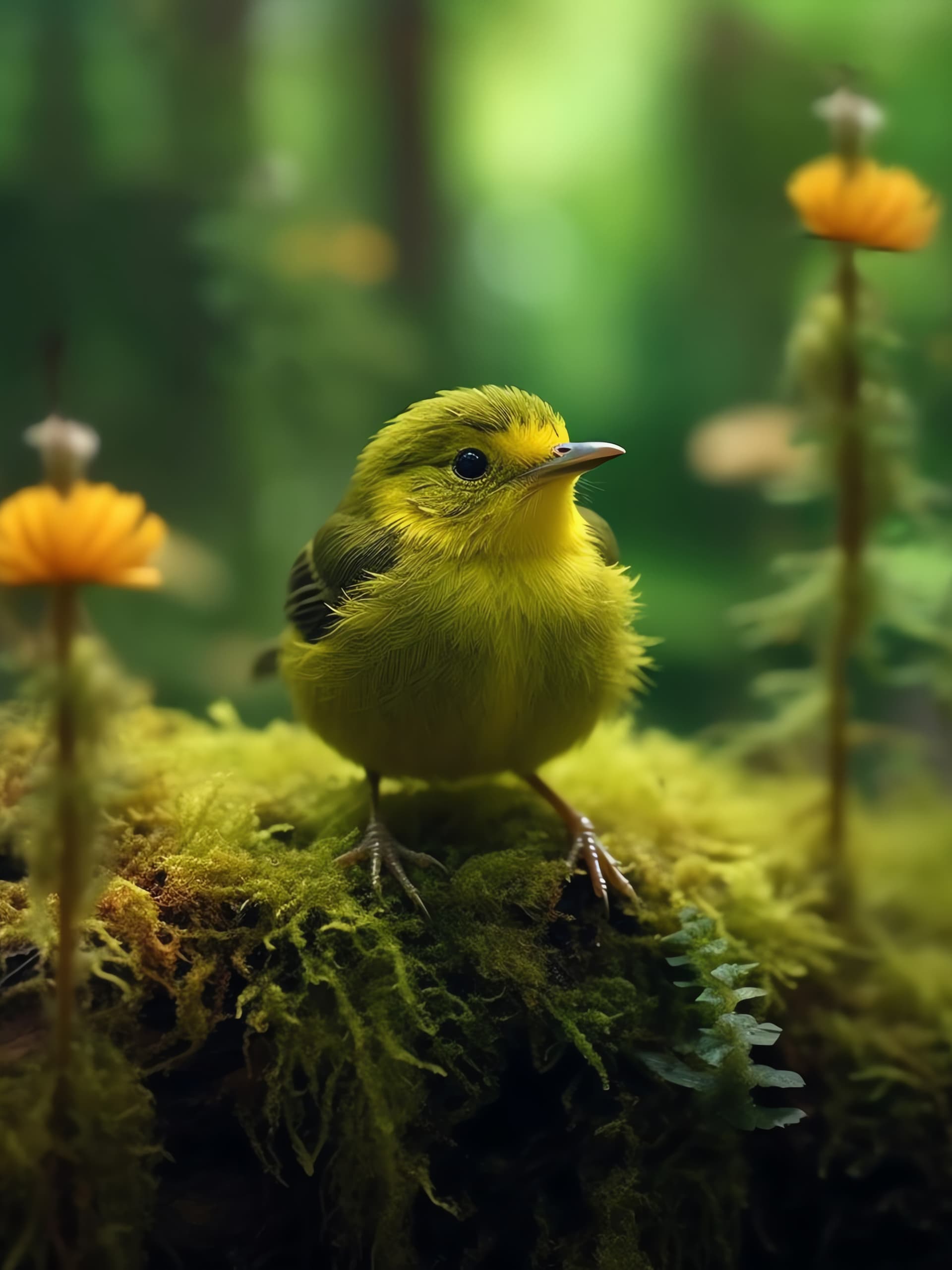 Yellow Bird Perch - free phone wallpaper