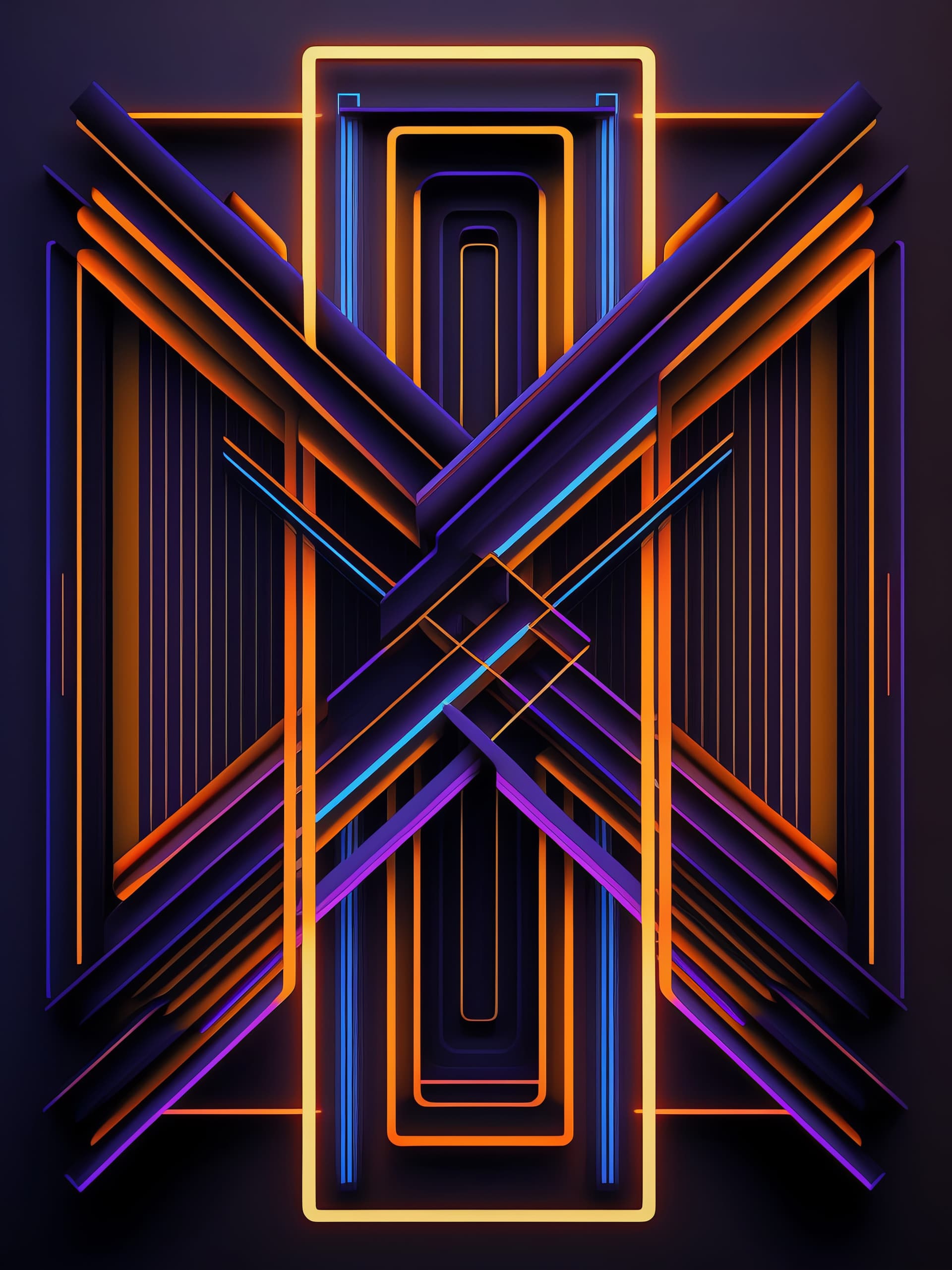 Neon Geometric Abstraction - free phone wallpaper