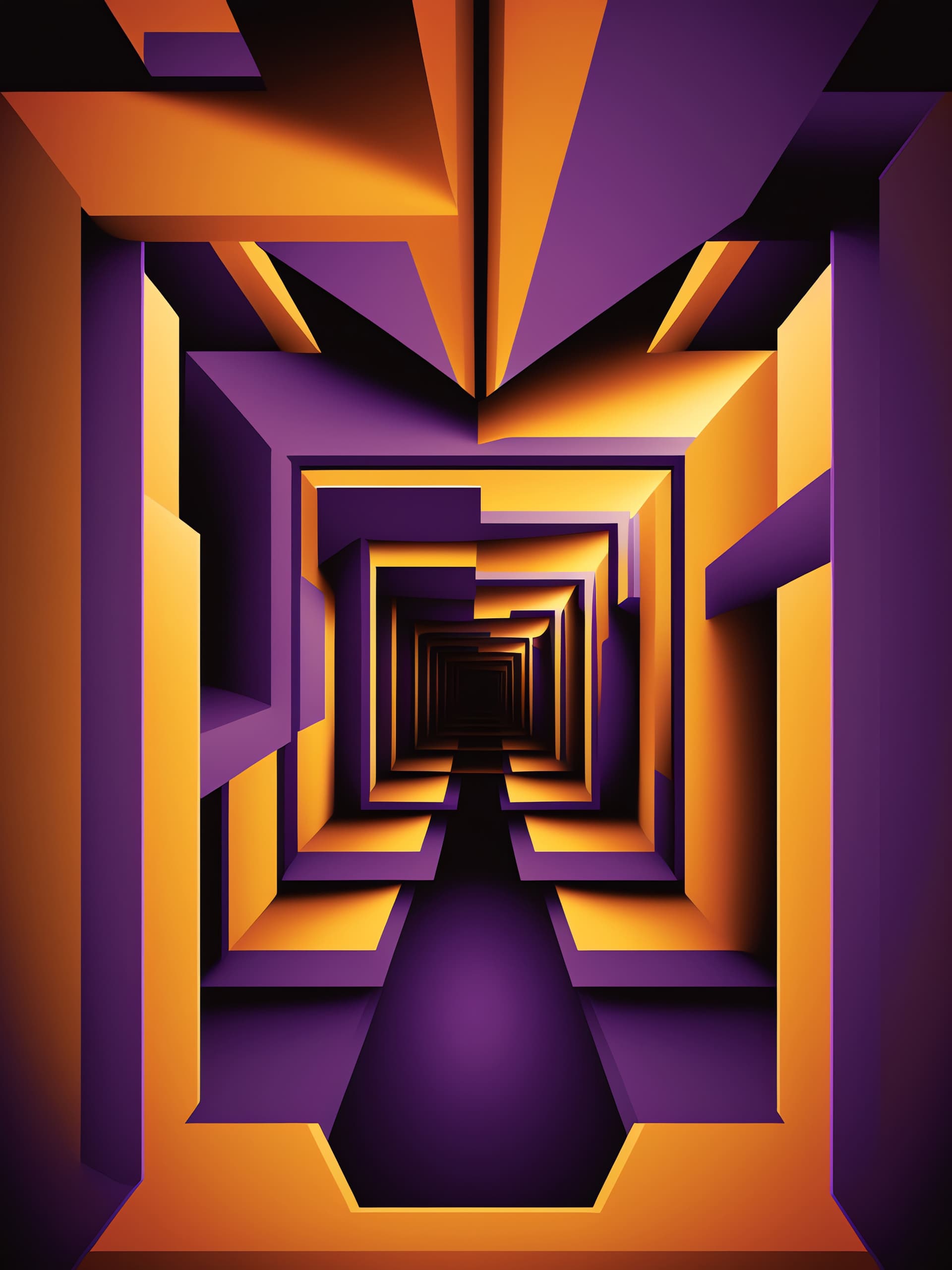 Geometric Purple Tunnel - free phone wallpaper