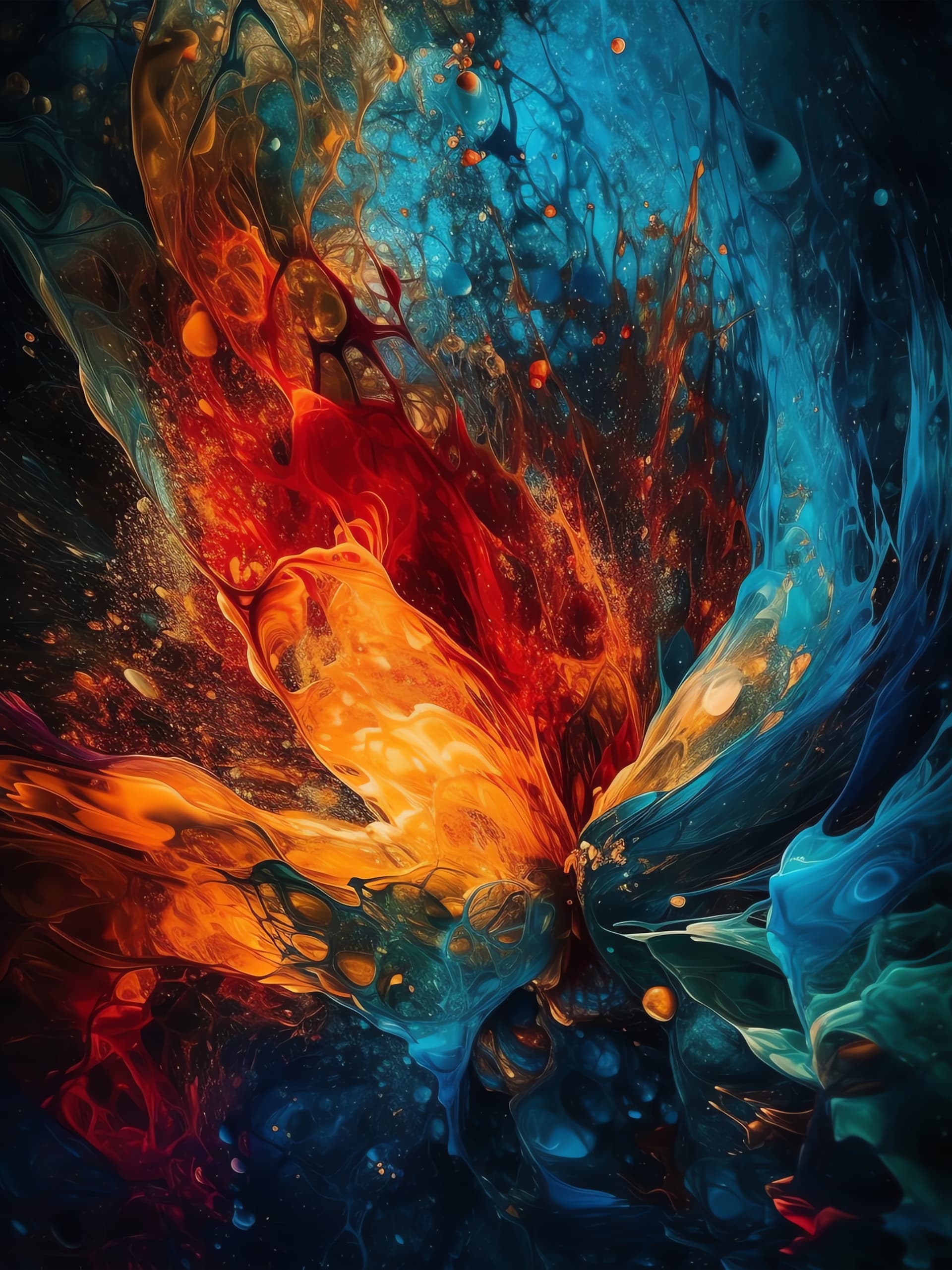 Fiery Water Abstract - free phone wallpaper
