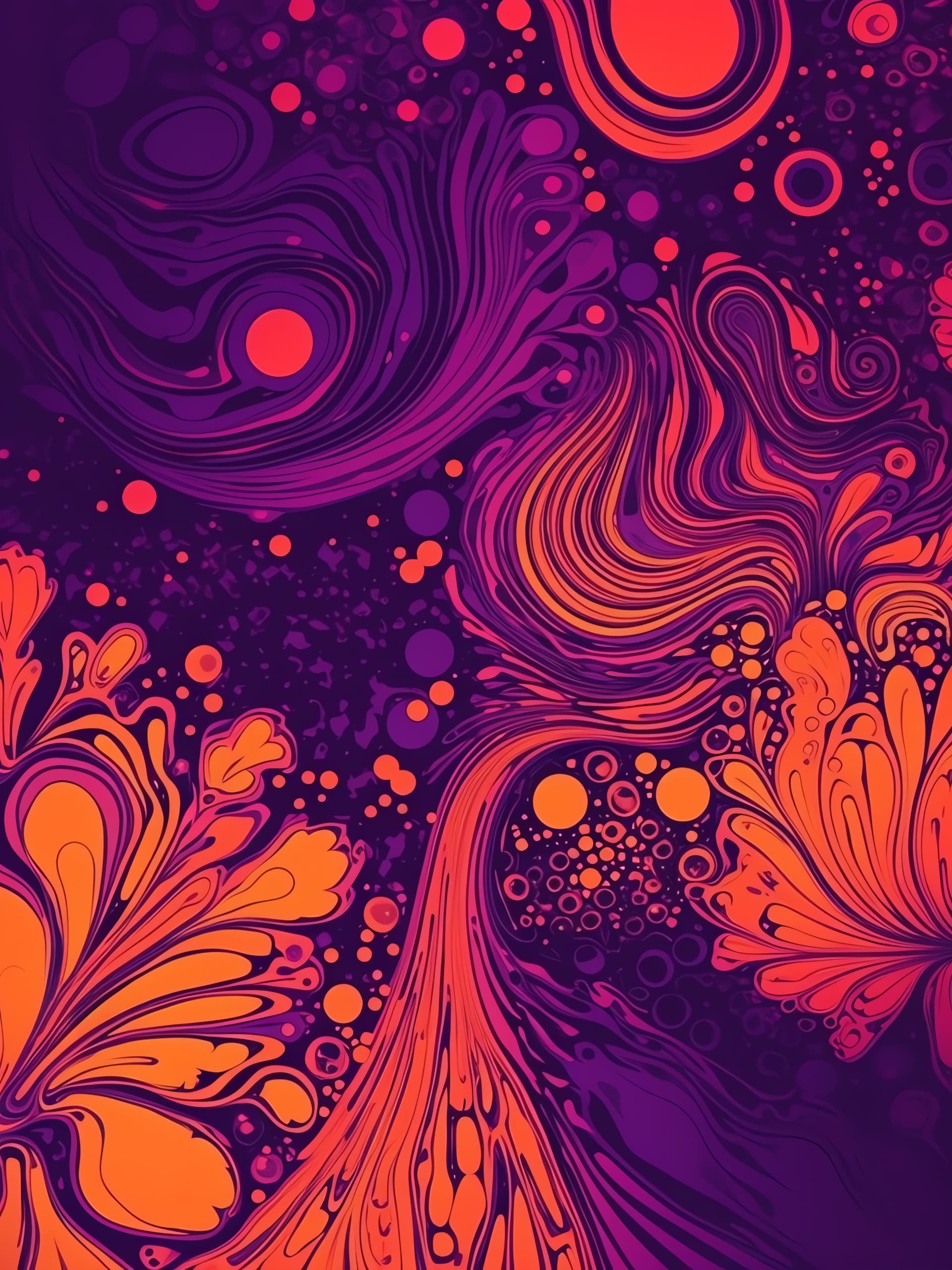 Psychedelic Floral Swirls - free phone wallpaper