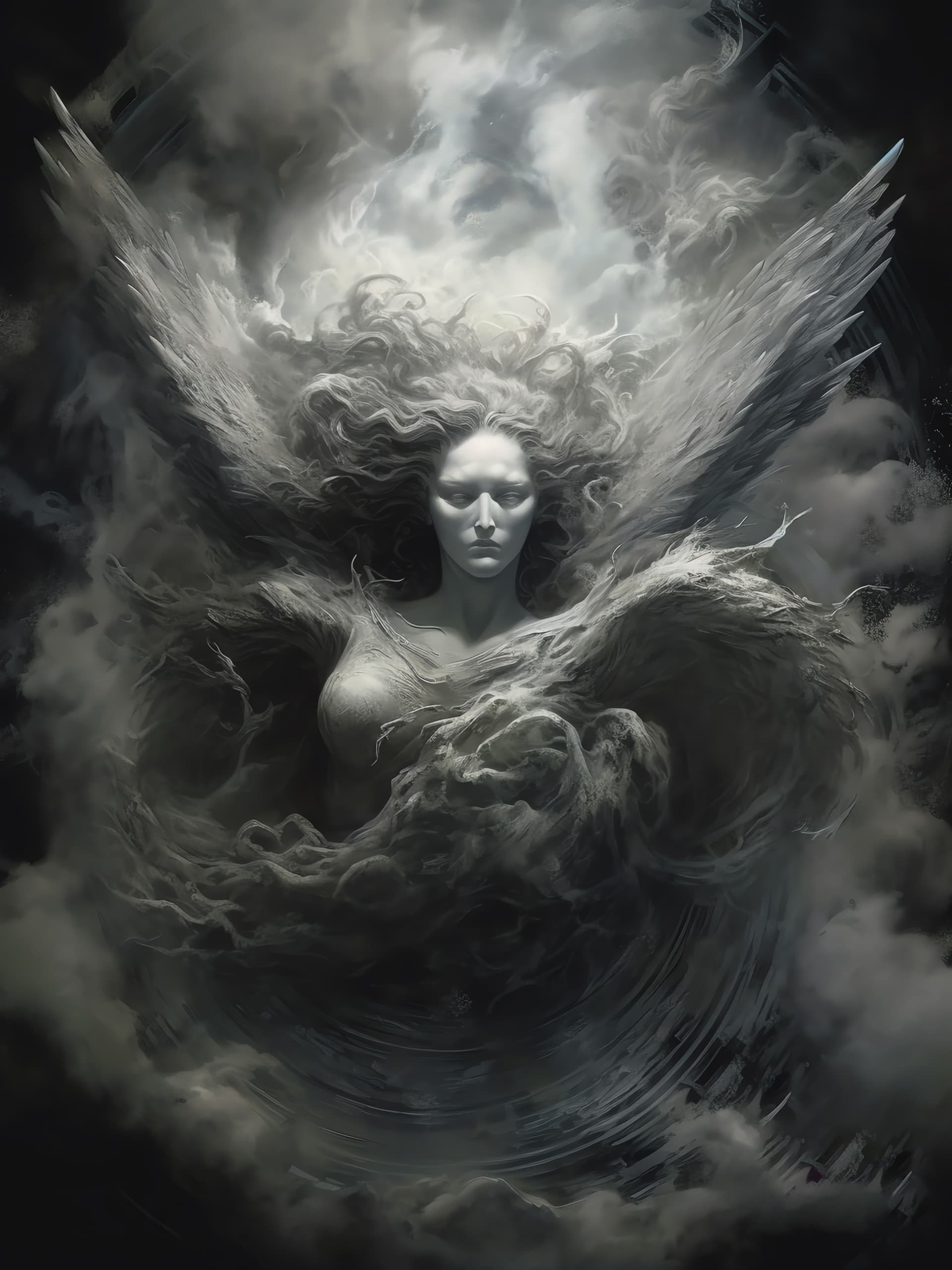Angelic Cloud Figure - free phone wallpaper