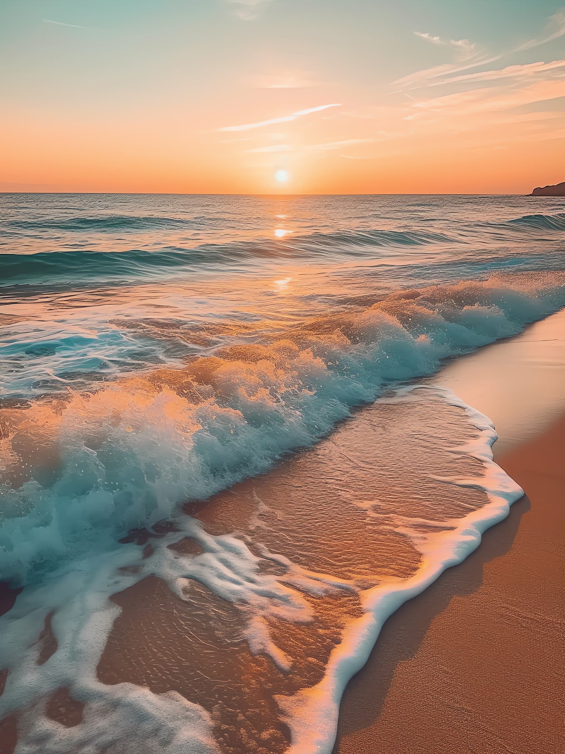 Golden Beach Sunset - free phone wallpaper