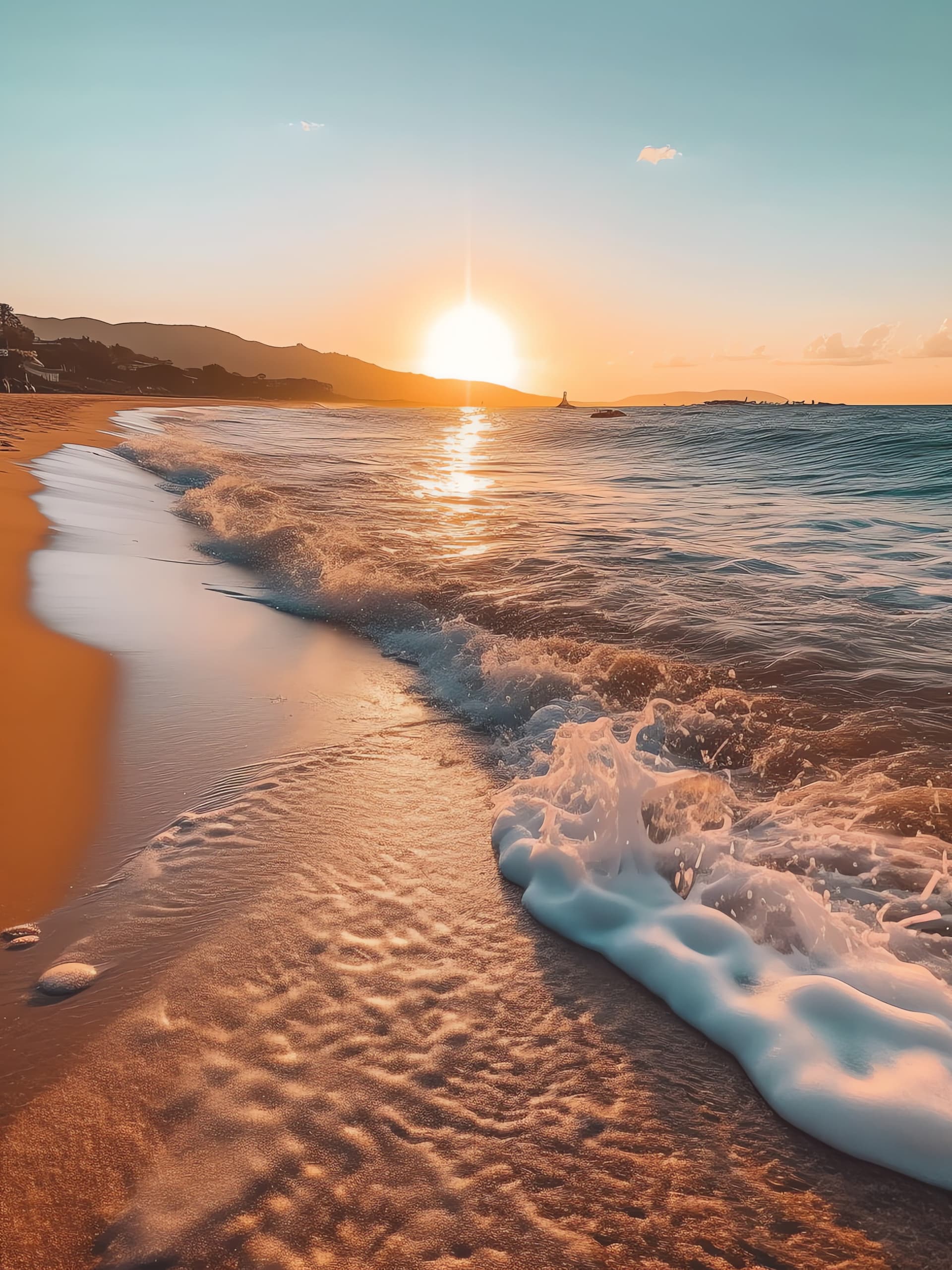 Golden Beach Sunset - free phone wallpaper