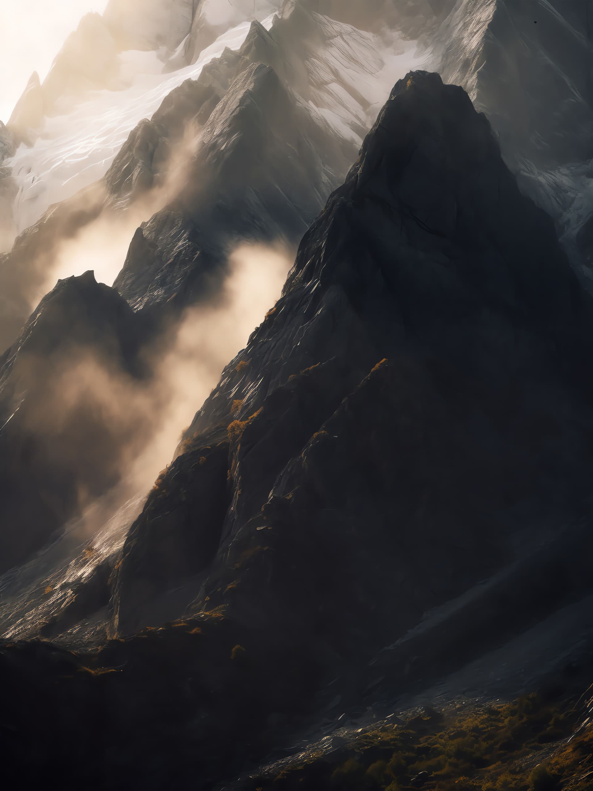 Misty Mountain Peaks - free phone wallpaper