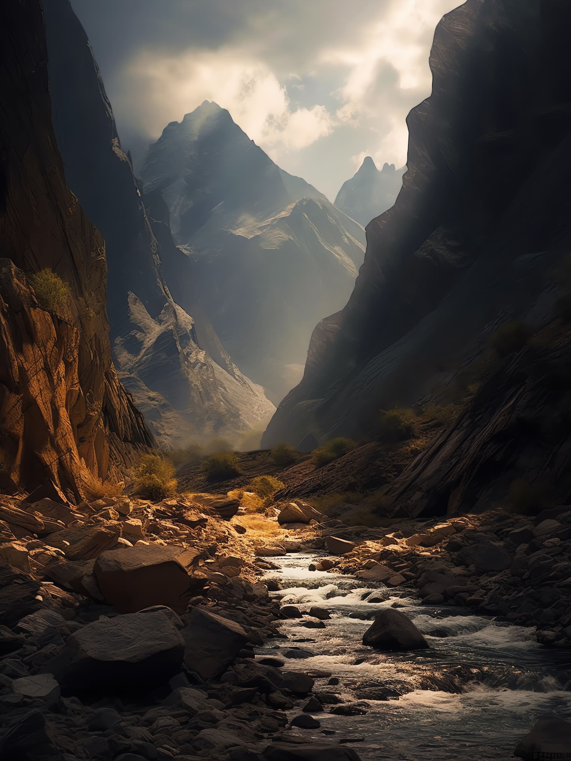 Mountain Stream Valley - free phone wallpaper