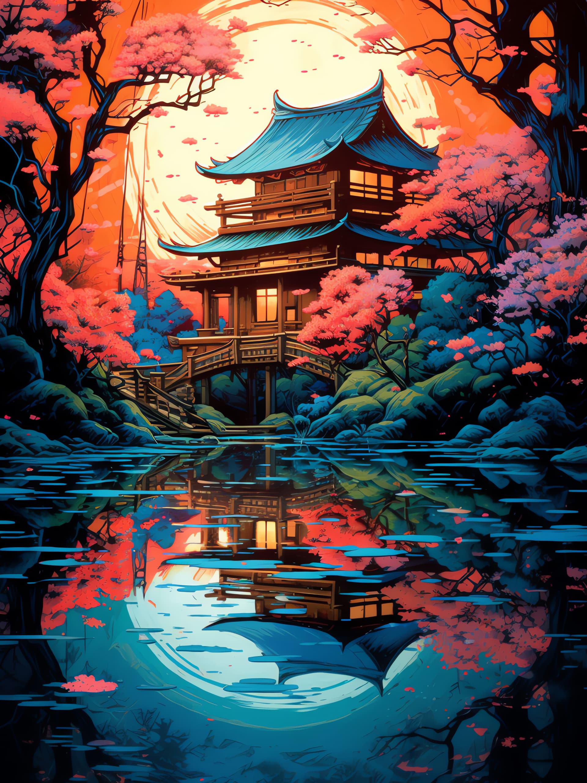 Pagoda Reflection - free phone wallpaper