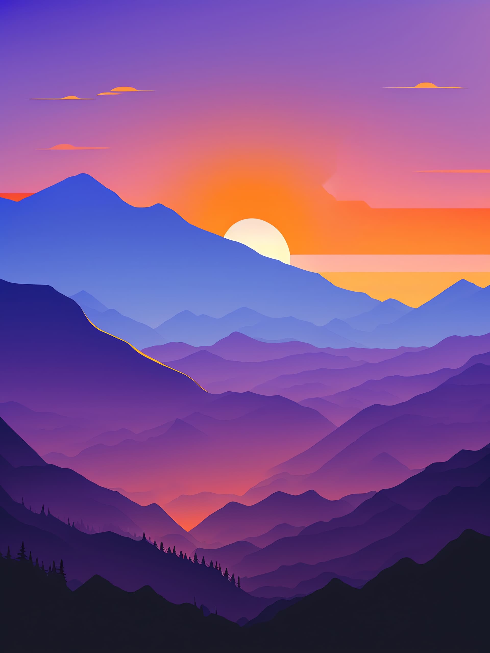 Purple Mountain Sunset - free phone wallpaper