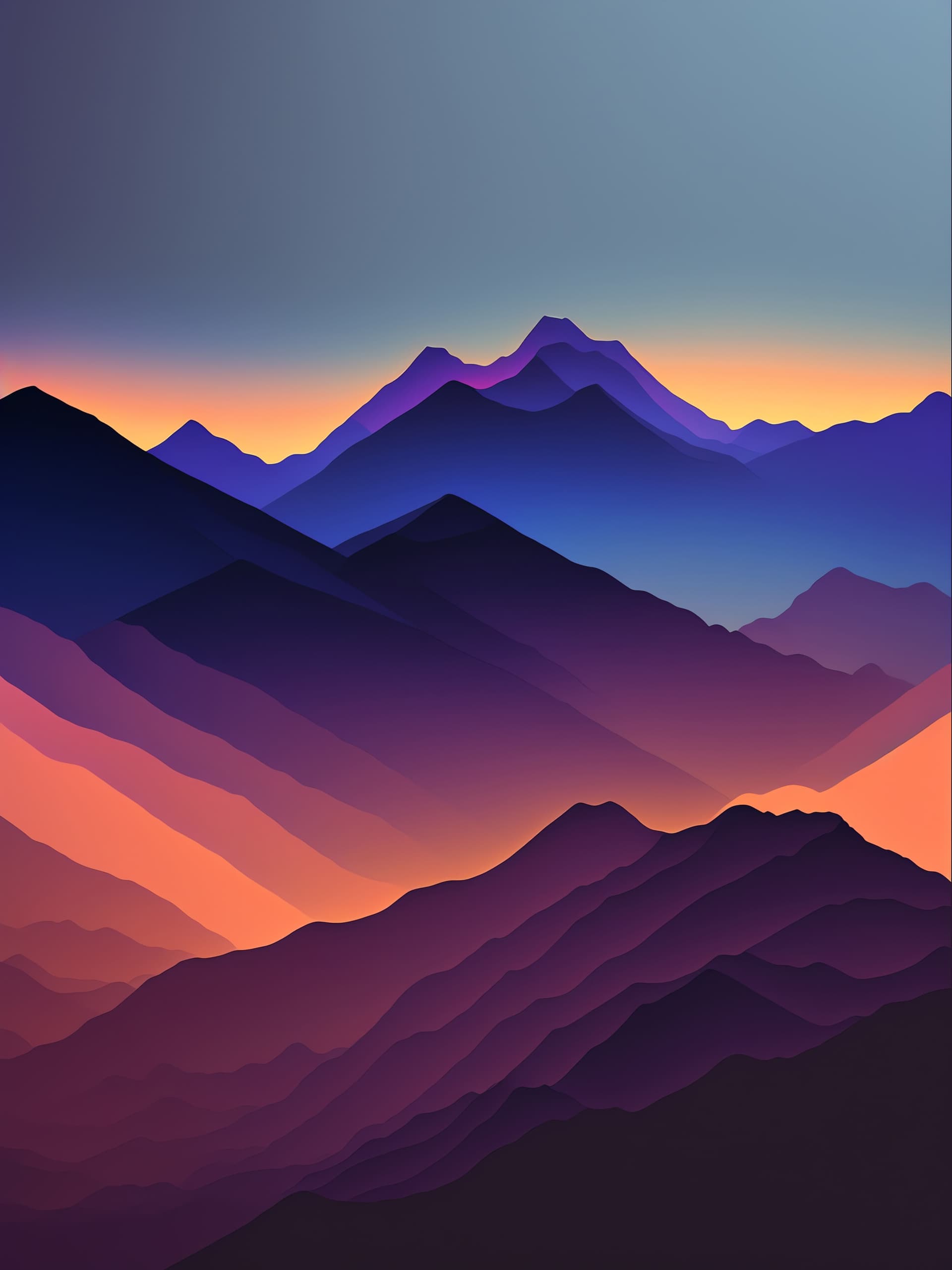 Gradient Mountain Layers - free phone wallpaper
