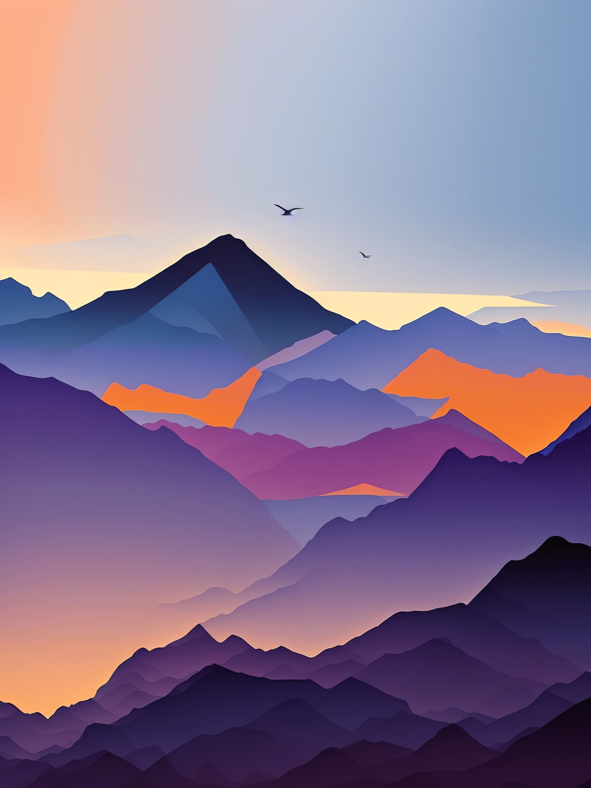 Layered Mountainscape - free phone wallpaper