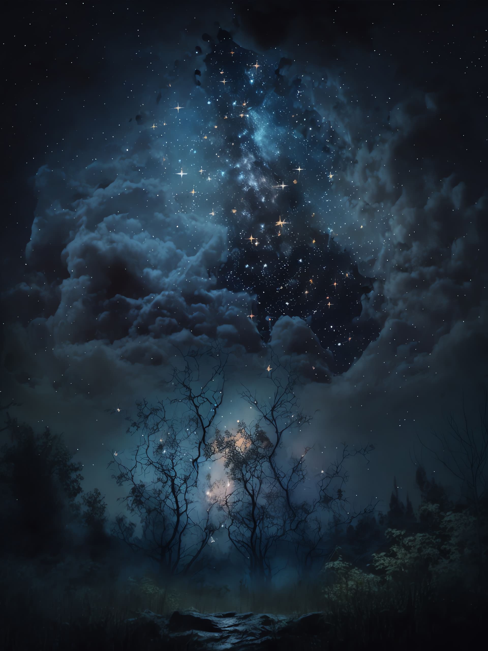 Starry Nightscape - free phone wallpaper