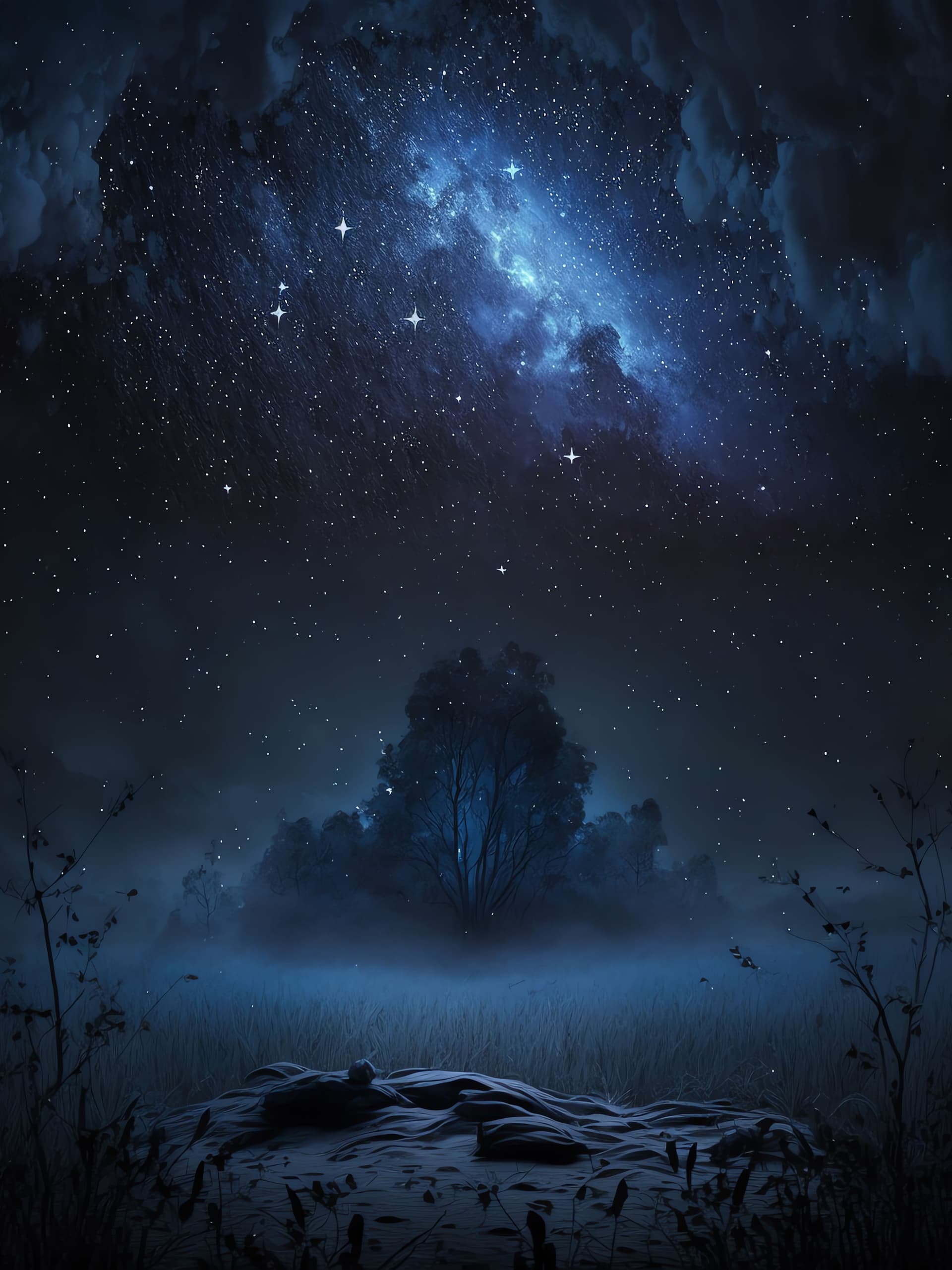 Starry Night Scene - free phone wallpaper