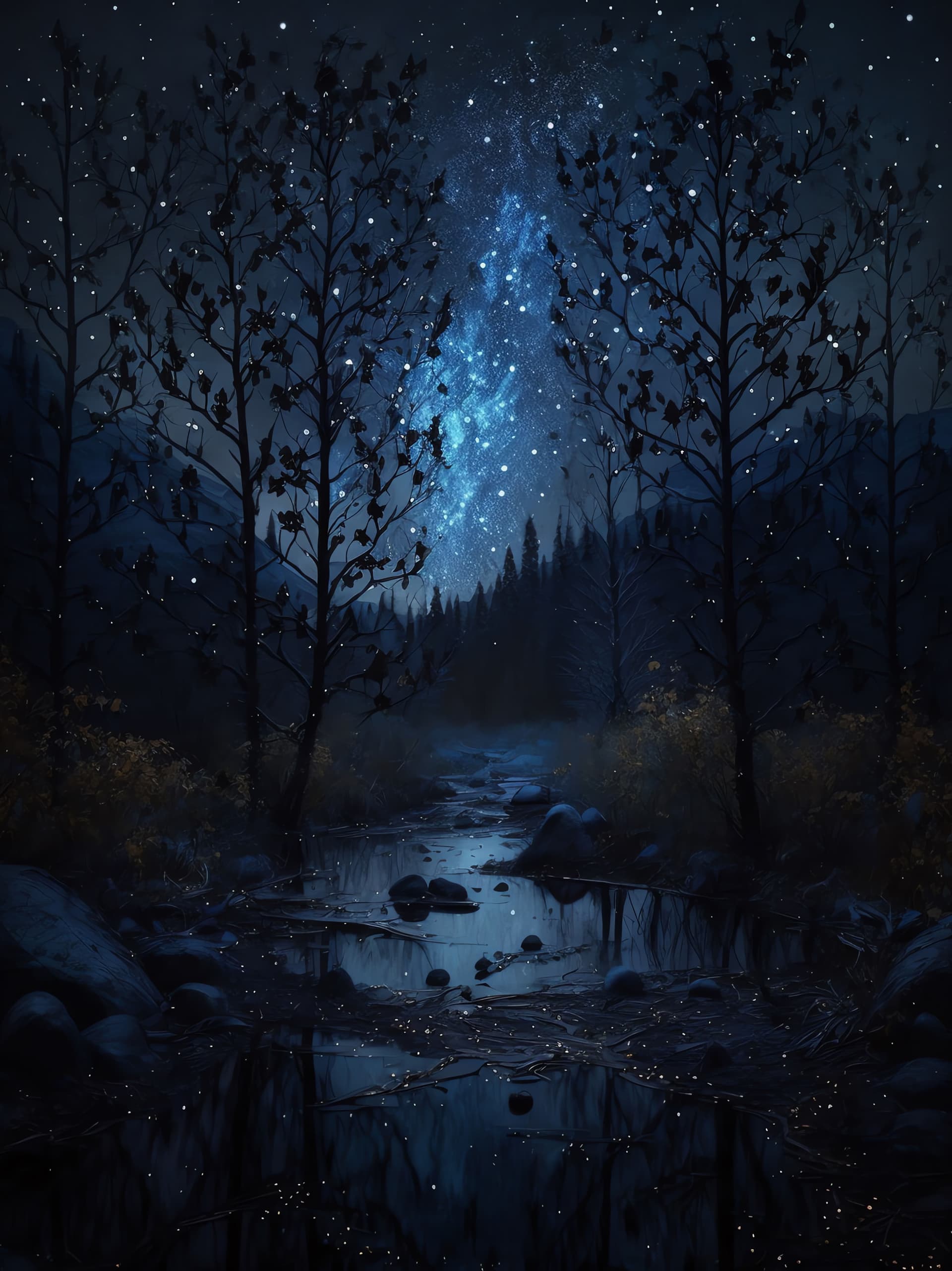 Starlight River Night - free phone wallpaper