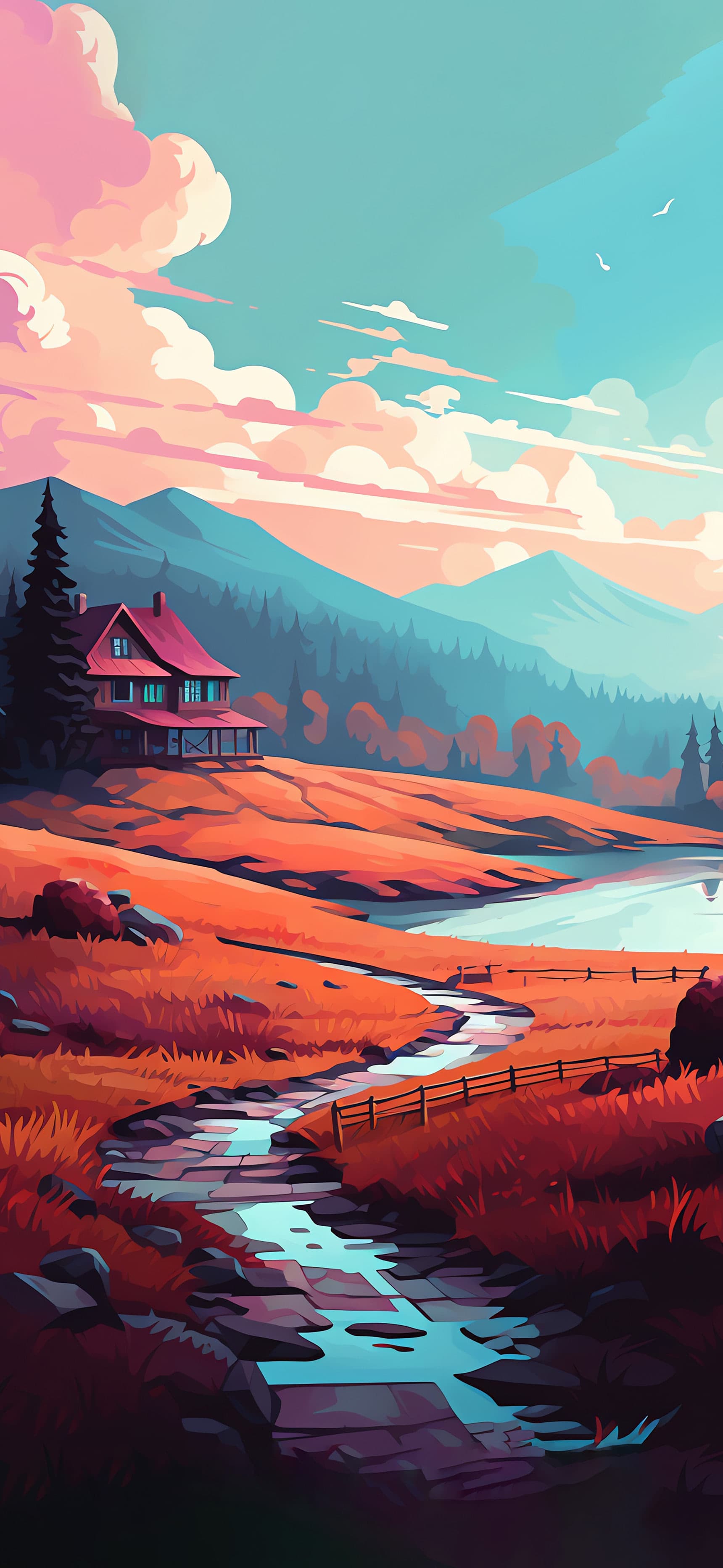 Autumn House Serenity - free phone wallpaper
