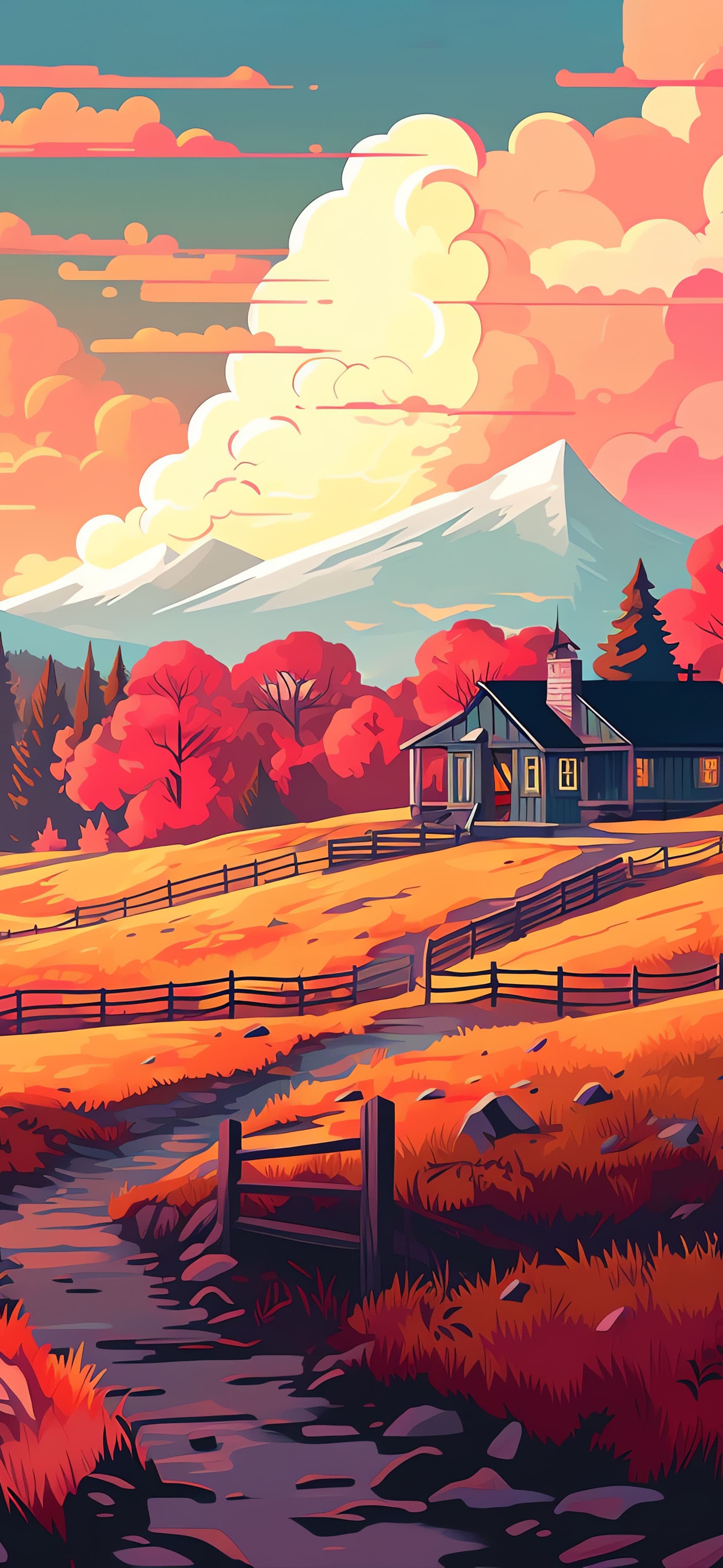 Autumn Country Home - free phone wallpaper