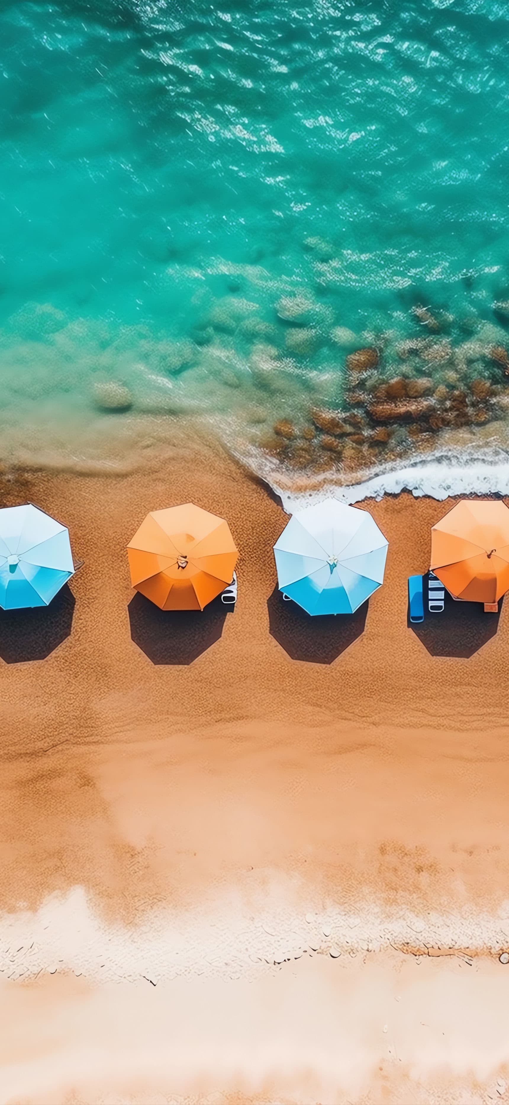 Beach Umbrellas View - free phone wallpaper