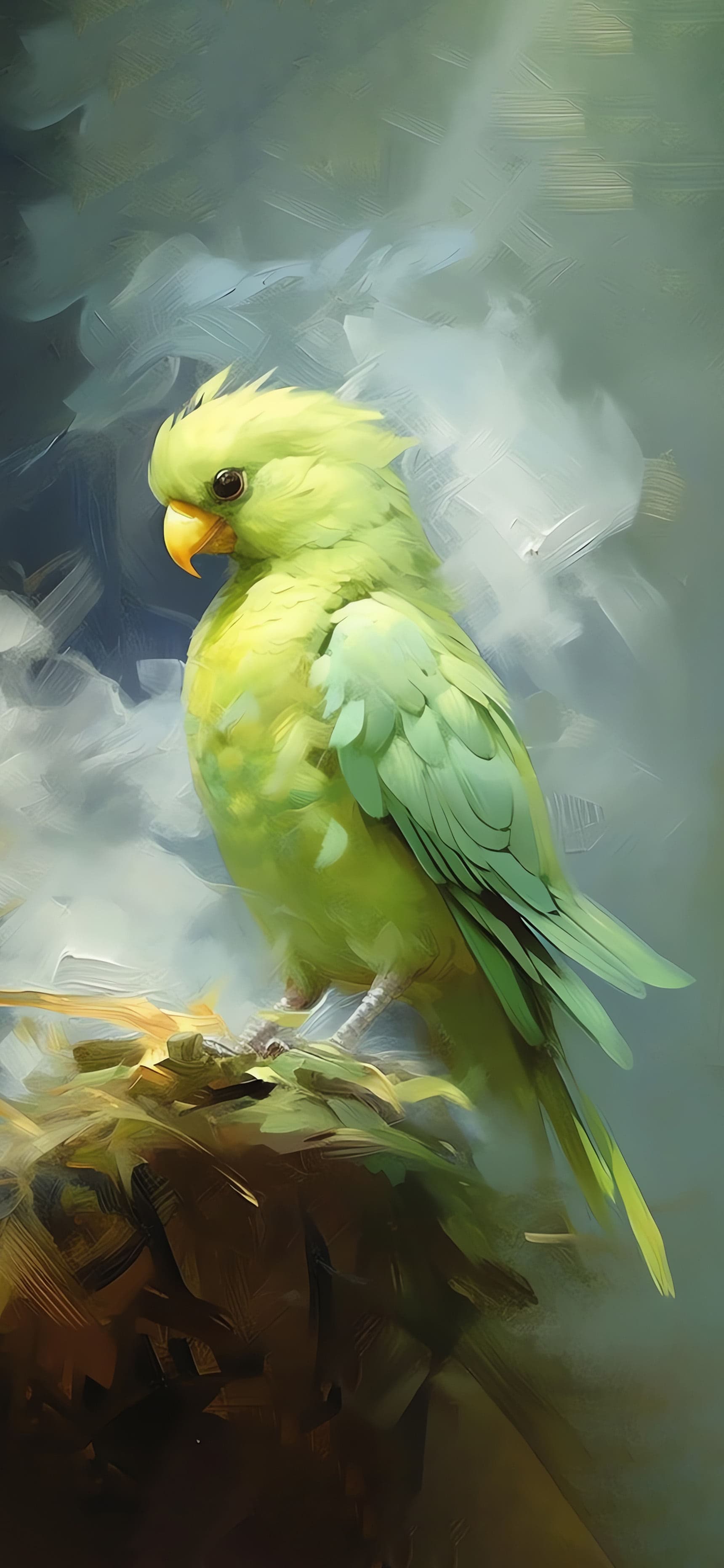 Lime Parrot Portrait - free phone wallpaper
