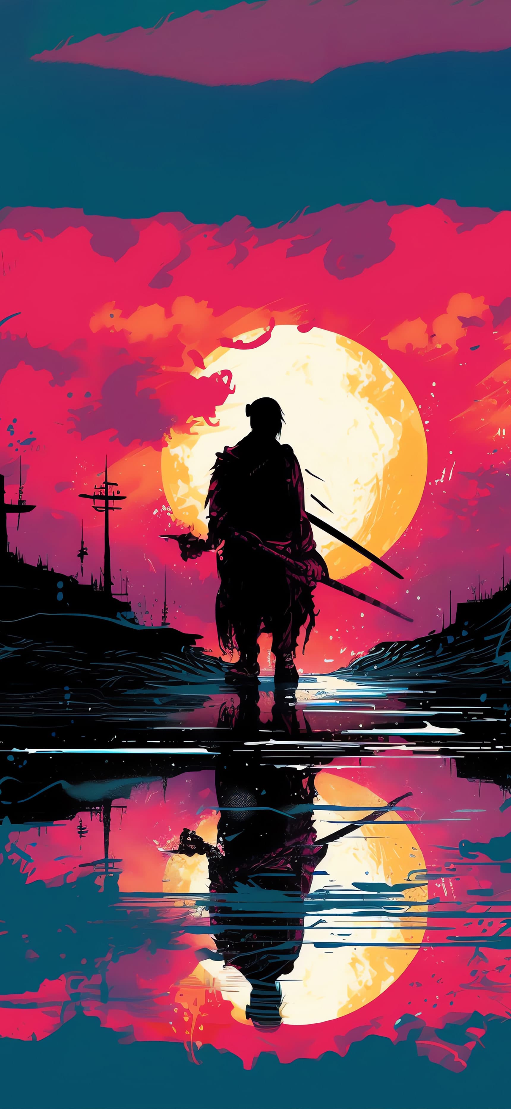 Samurai Reflection - free phone wallpaper