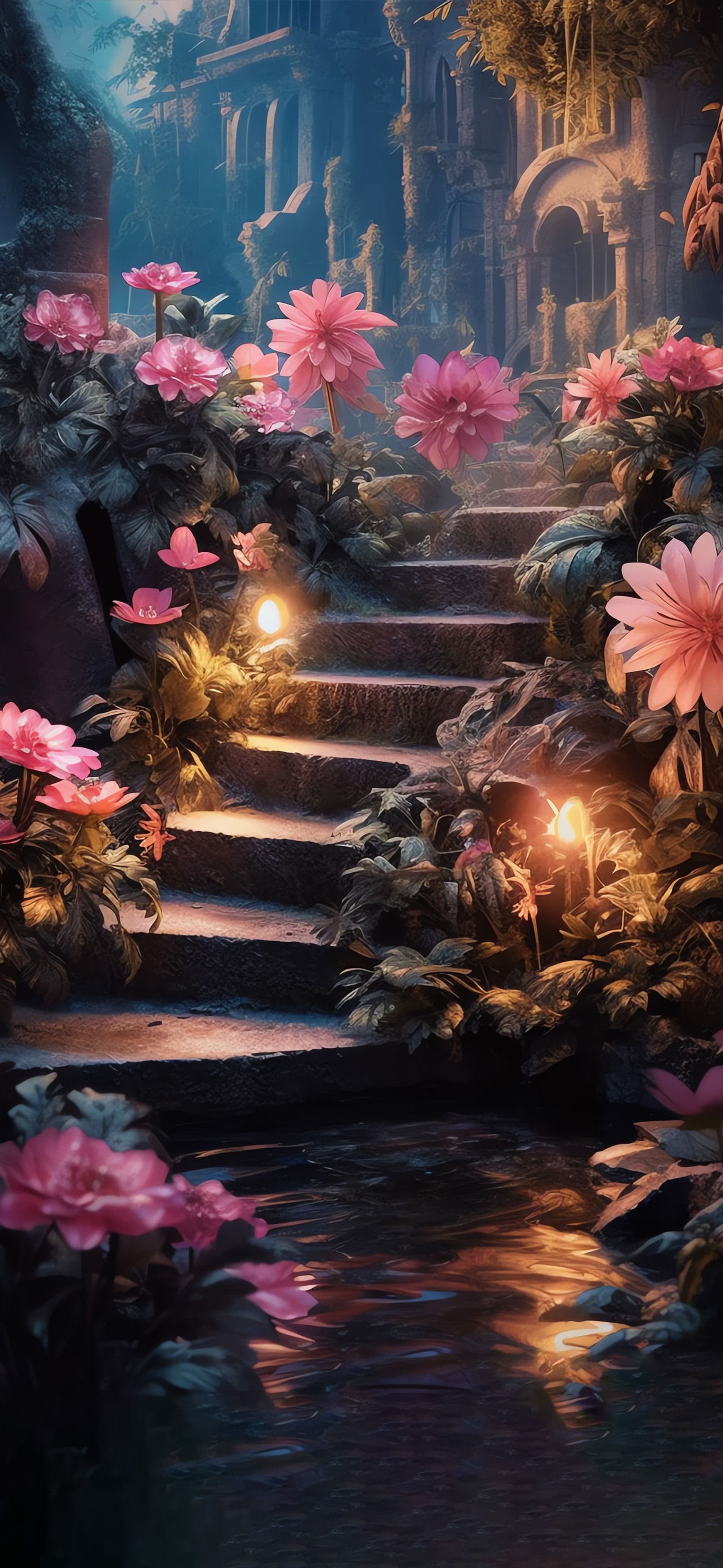 Floral Stairway - free phone wallpaper