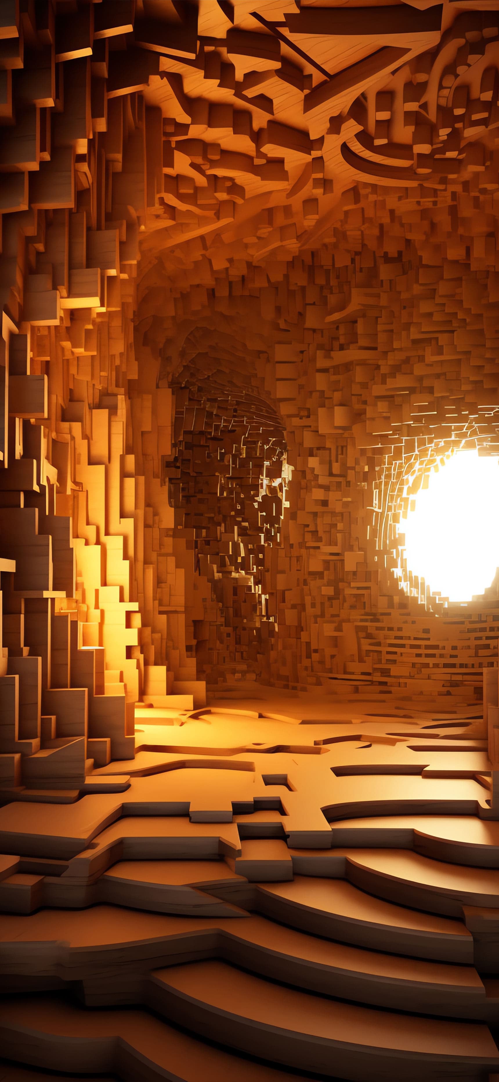 Wooden Block Cavern - free phone wallpaper