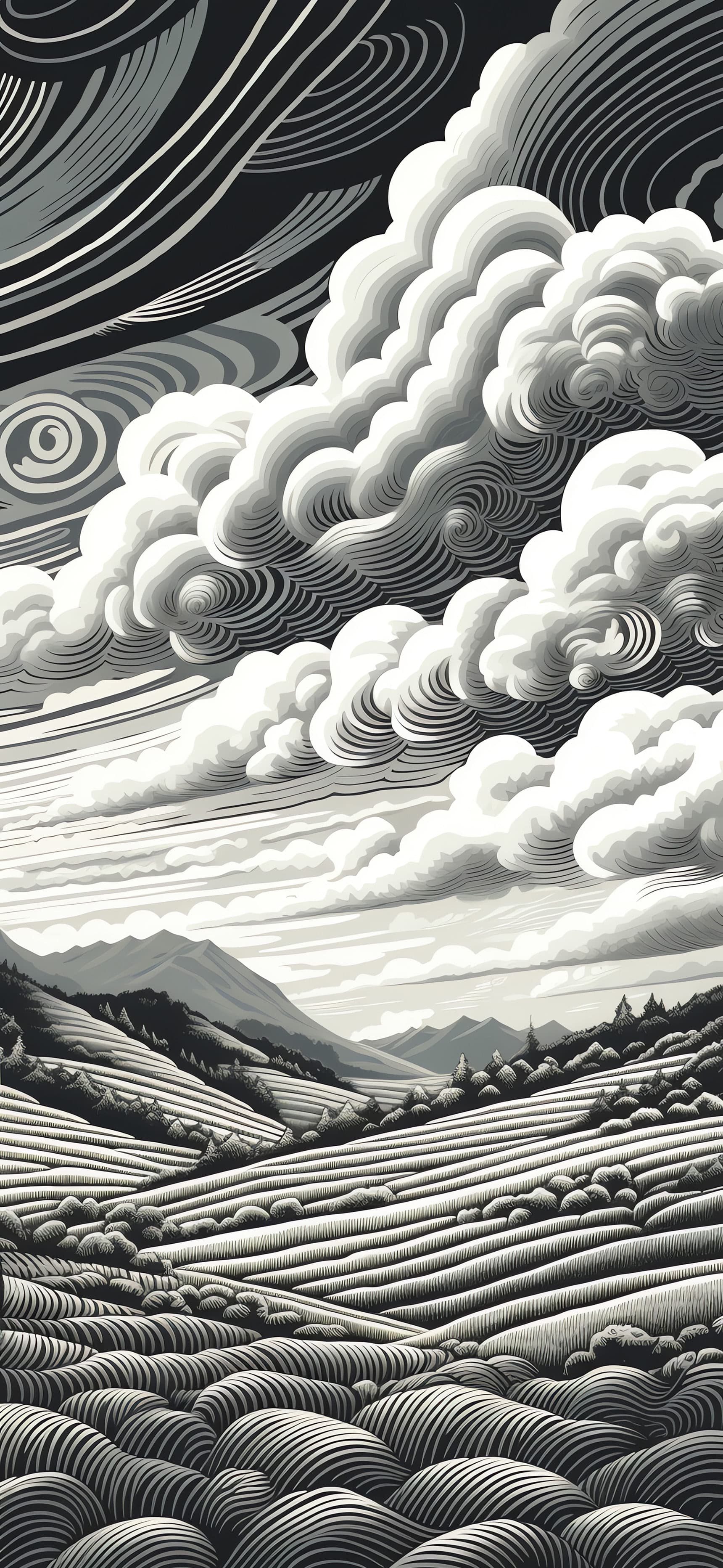 Monochrome Landscape - free phone wallpaper