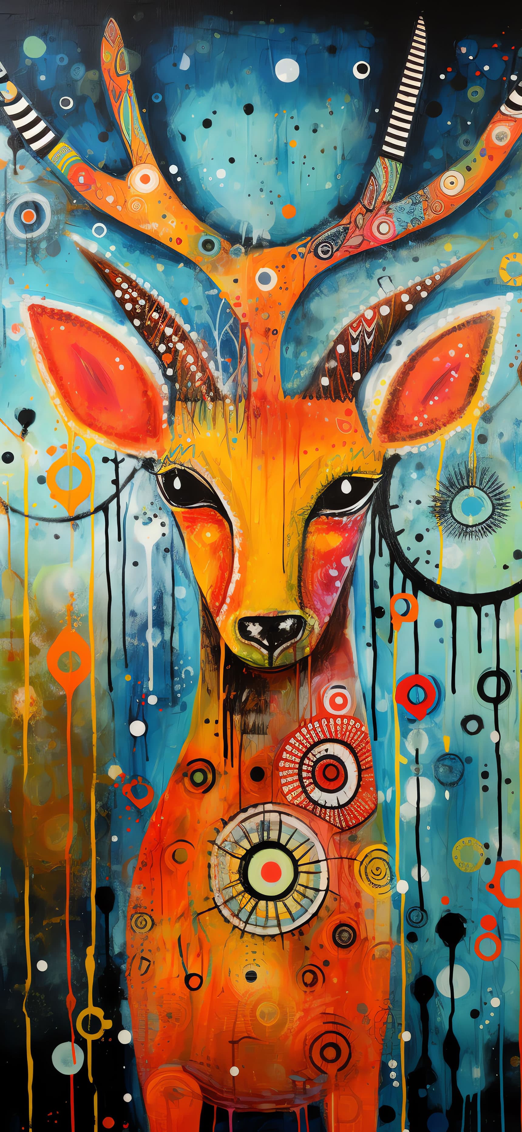 Psychedelic Deer Portrait - free phone wallpaper